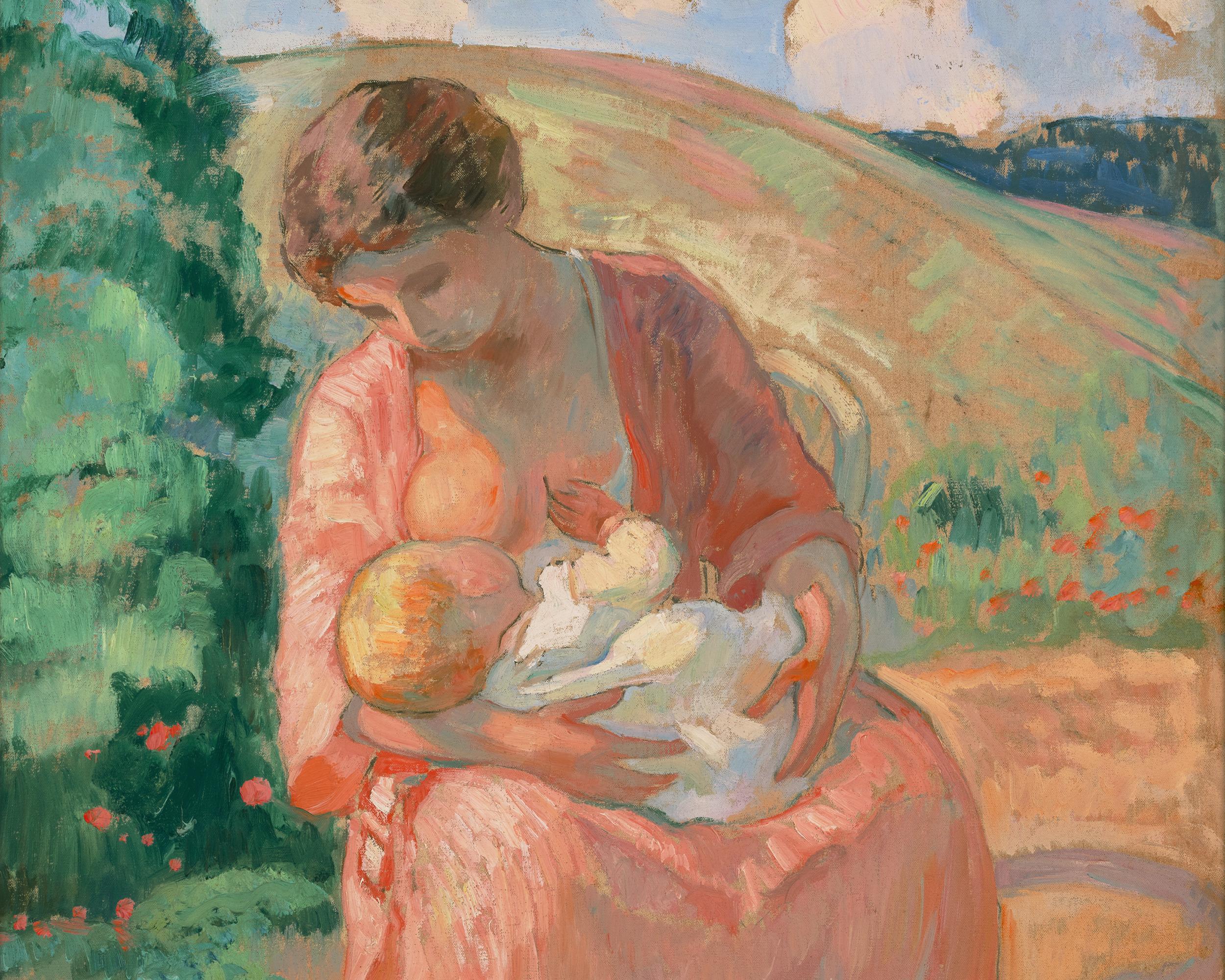 Henri Lebasque
1865-1937  French

Maternité
(Maternity)

Oil on canvas
Signed “Lebasque” (lower left)

In this effusive oil on canvas, Henri Lebasque captures a contemplative scene of a young mother feeding an infant. Referential in subject to