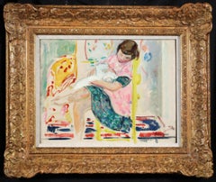 Antique Maternite - Post Impressionist Figurative Interior Oil Painting - Henri Lebasque