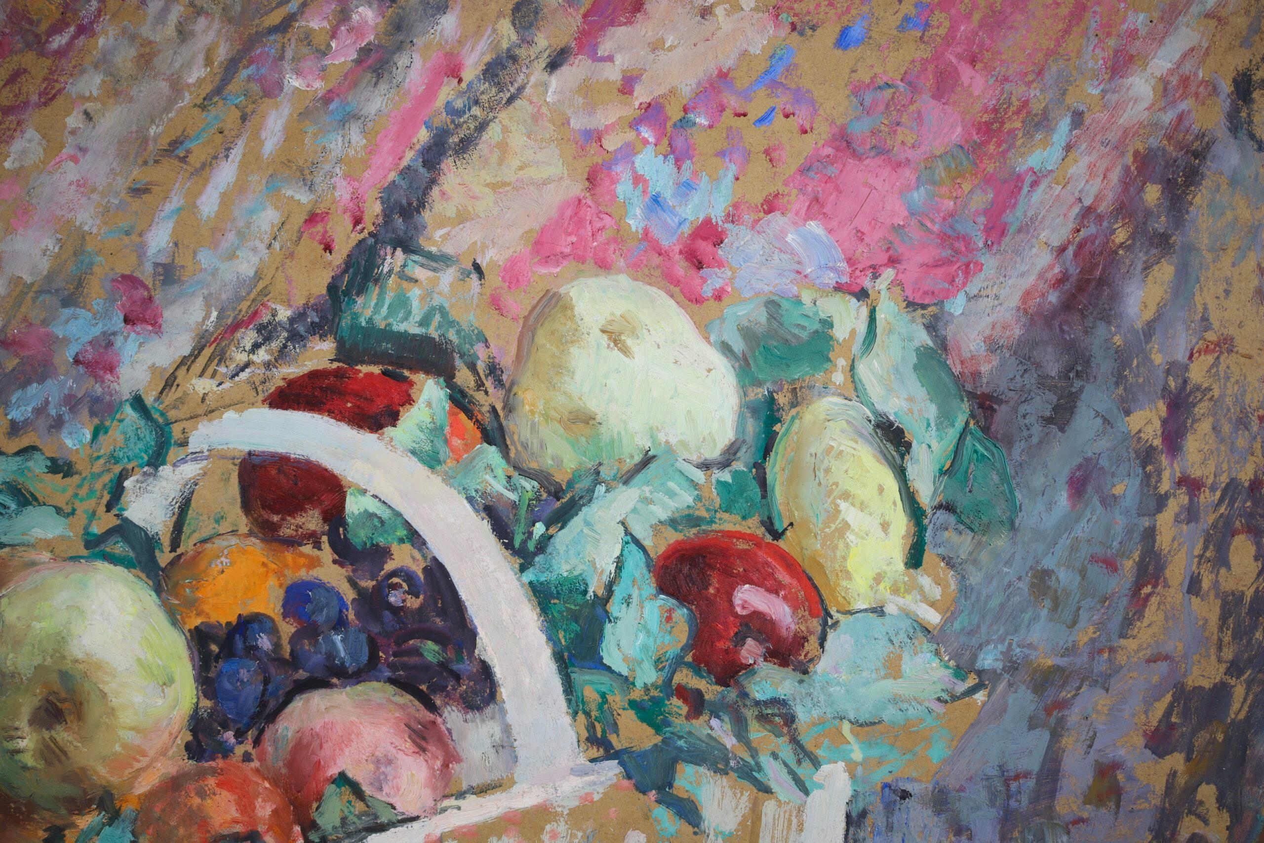 Nature morte aux fruits - Post Impressionist Still Life Oil by Henri Lebasque For Sale 7