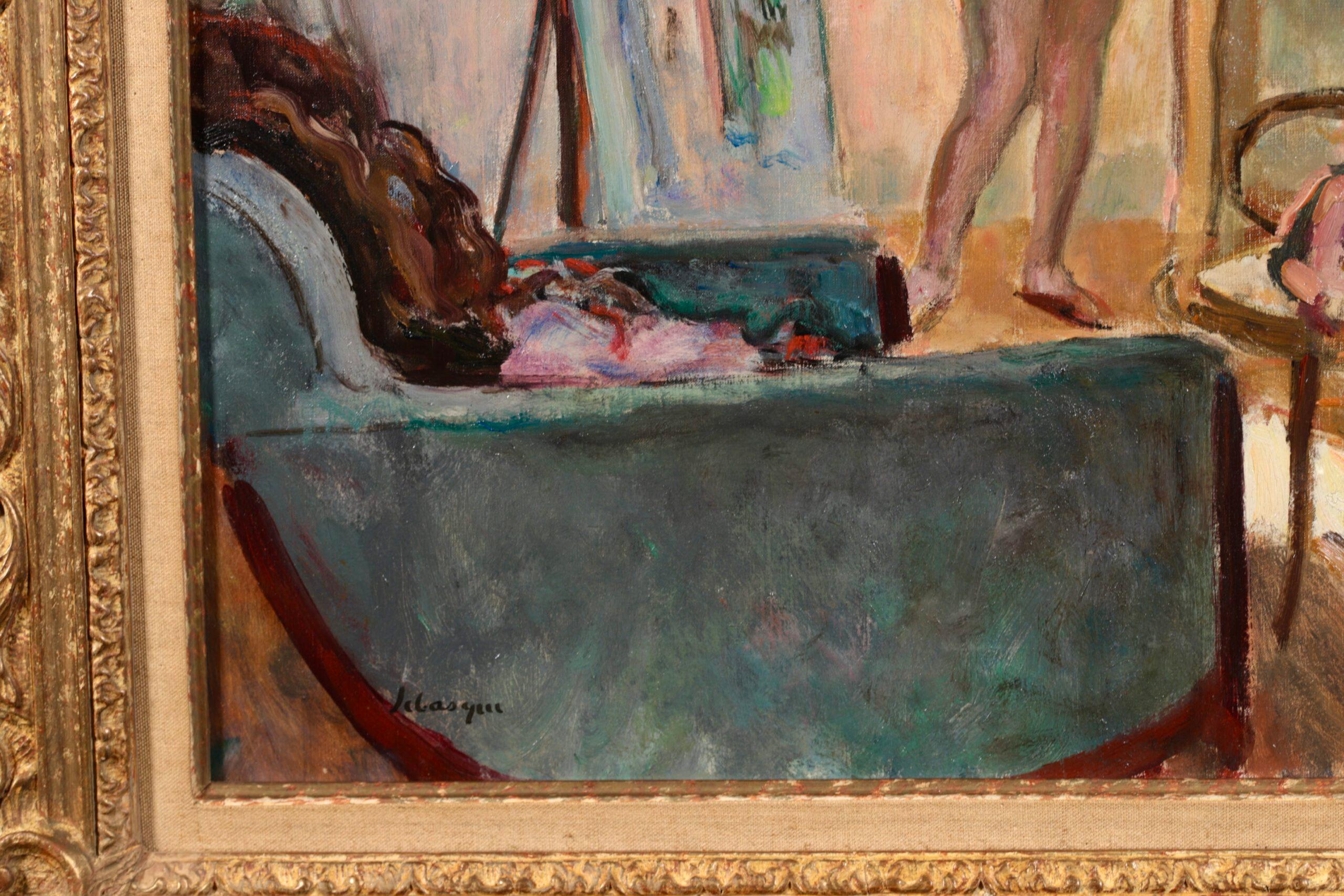 Nu dans l'Atelier - Post Impressionist Nude in Interior Oil by Henri Lebasque For Sale 9