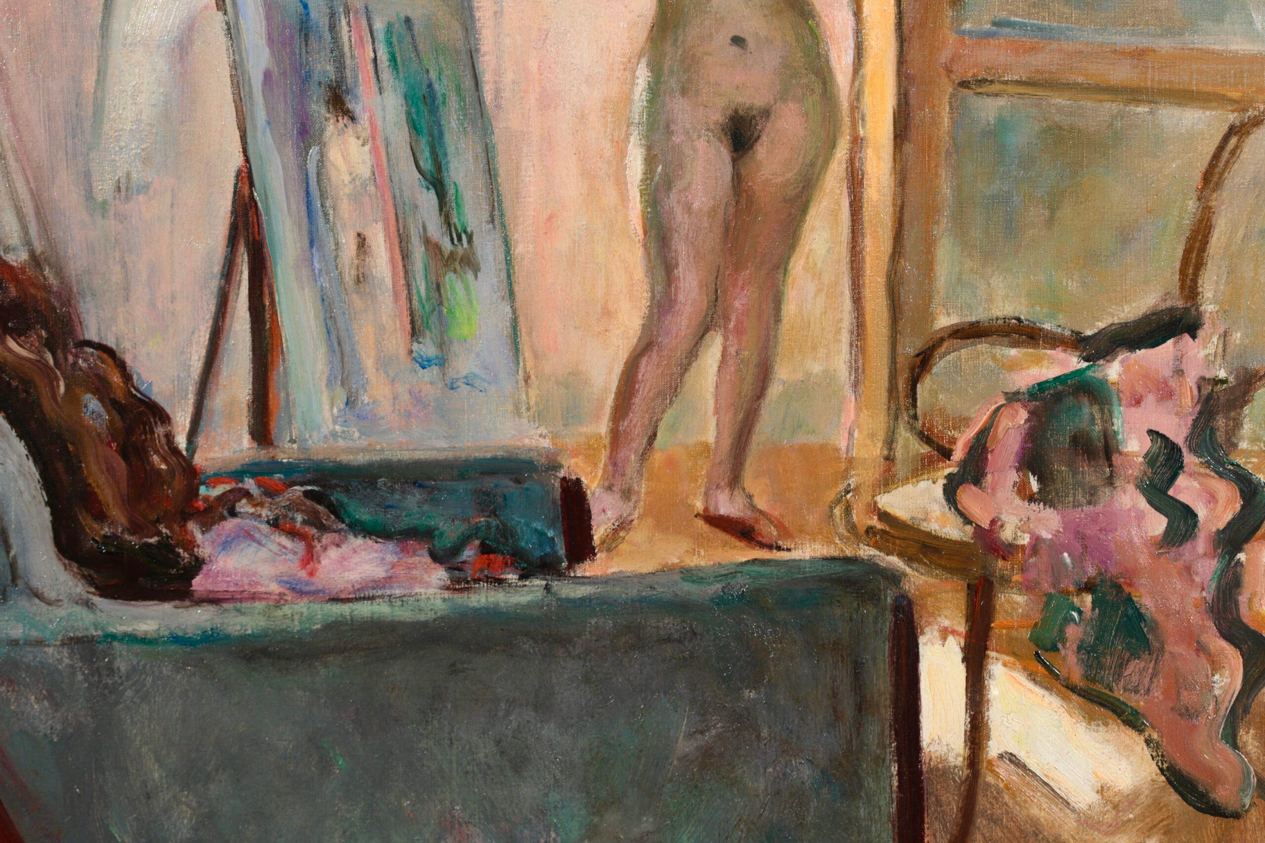 Nu dans l'Atelier - Postimpressionistischer Akt in Inneneinrichtung, Öl von Henri Lebasque im Angebot 10