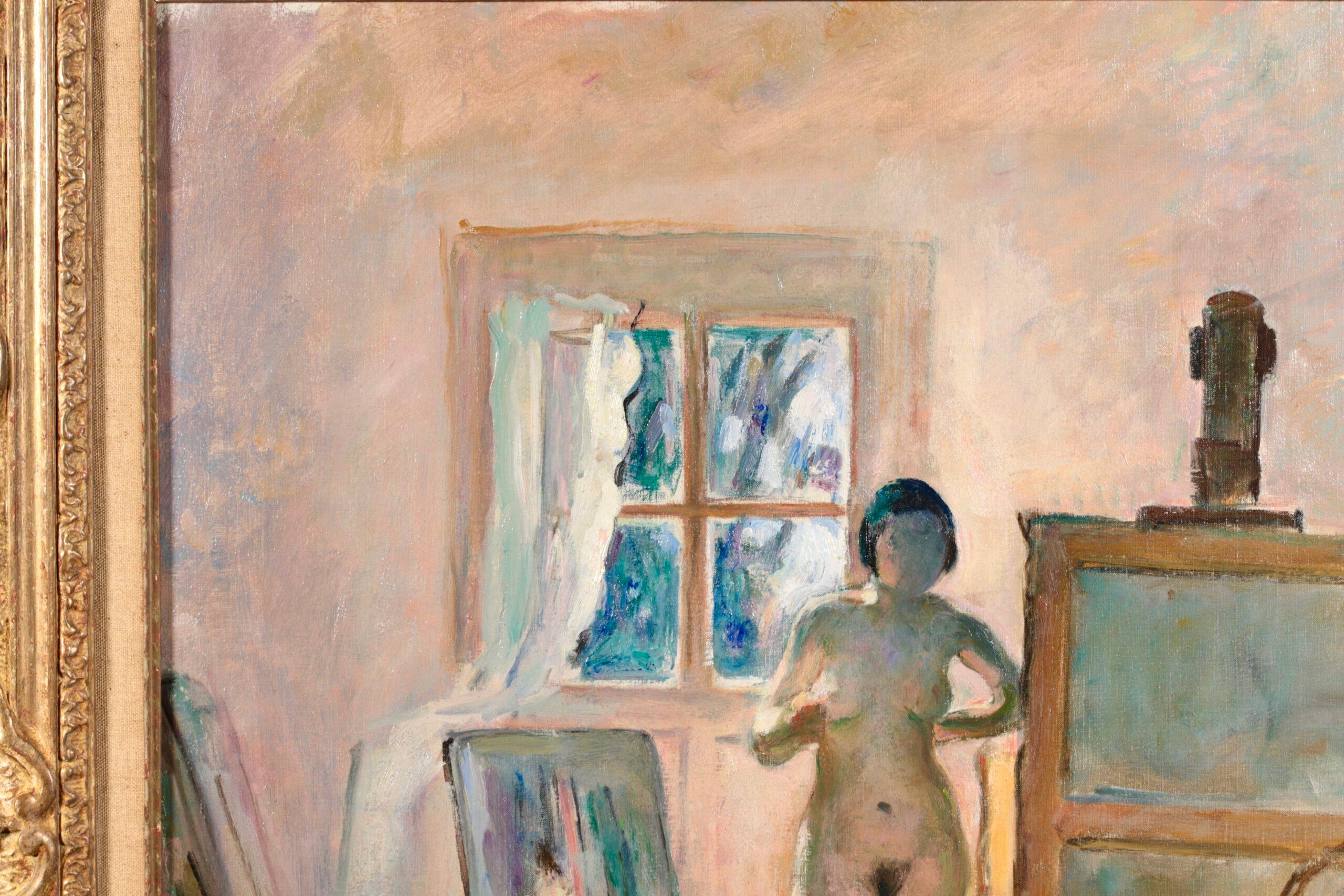 Nu dans l'Atelier - Post Impressionist Nude in Interior Oil by Henri Lebasque For Sale 2