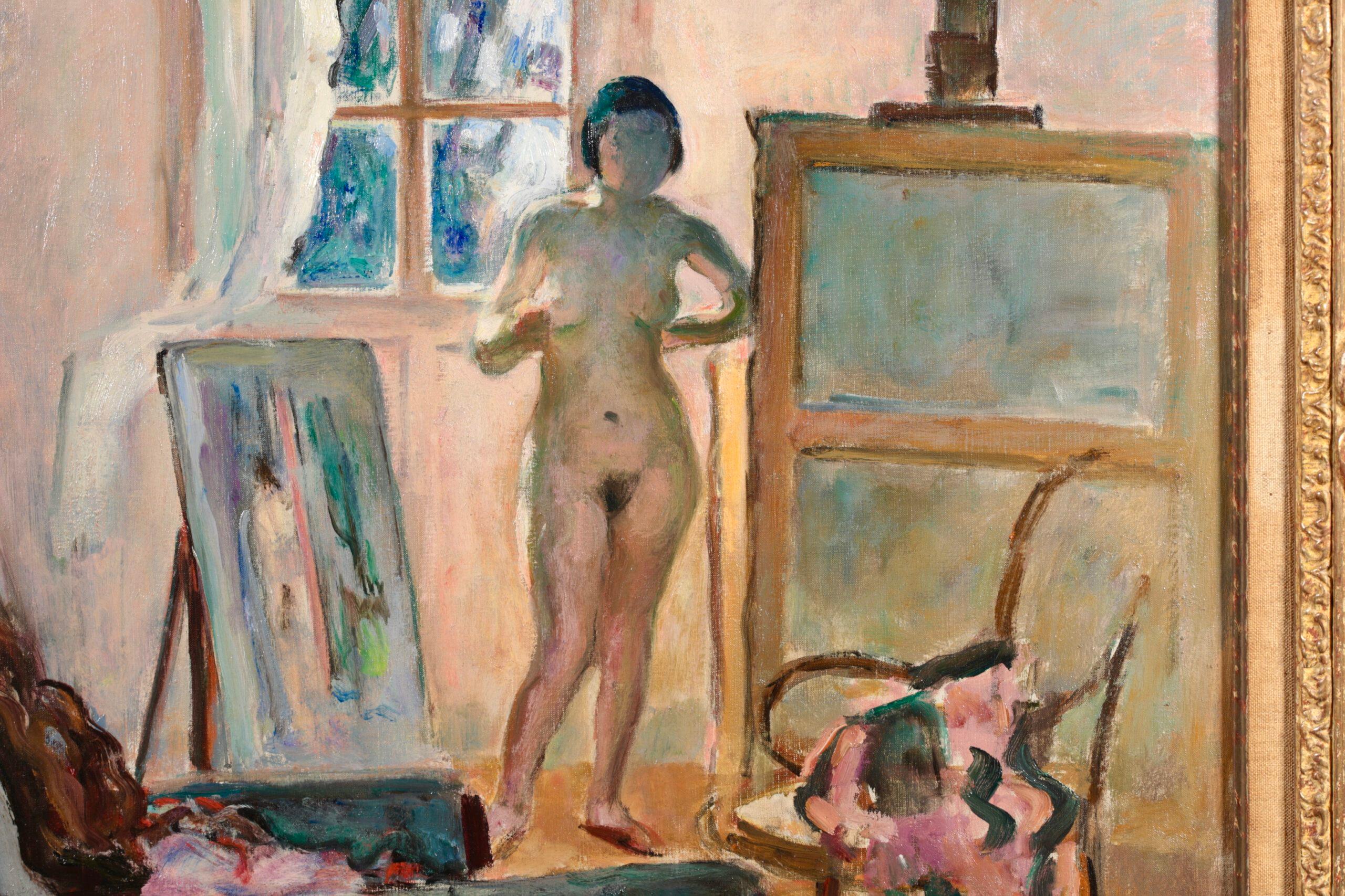 Nu dans l'Atelier - Postimpressionistischer Akt in Inneneinrichtung, Öl von Henri Lebasque im Angebot 3