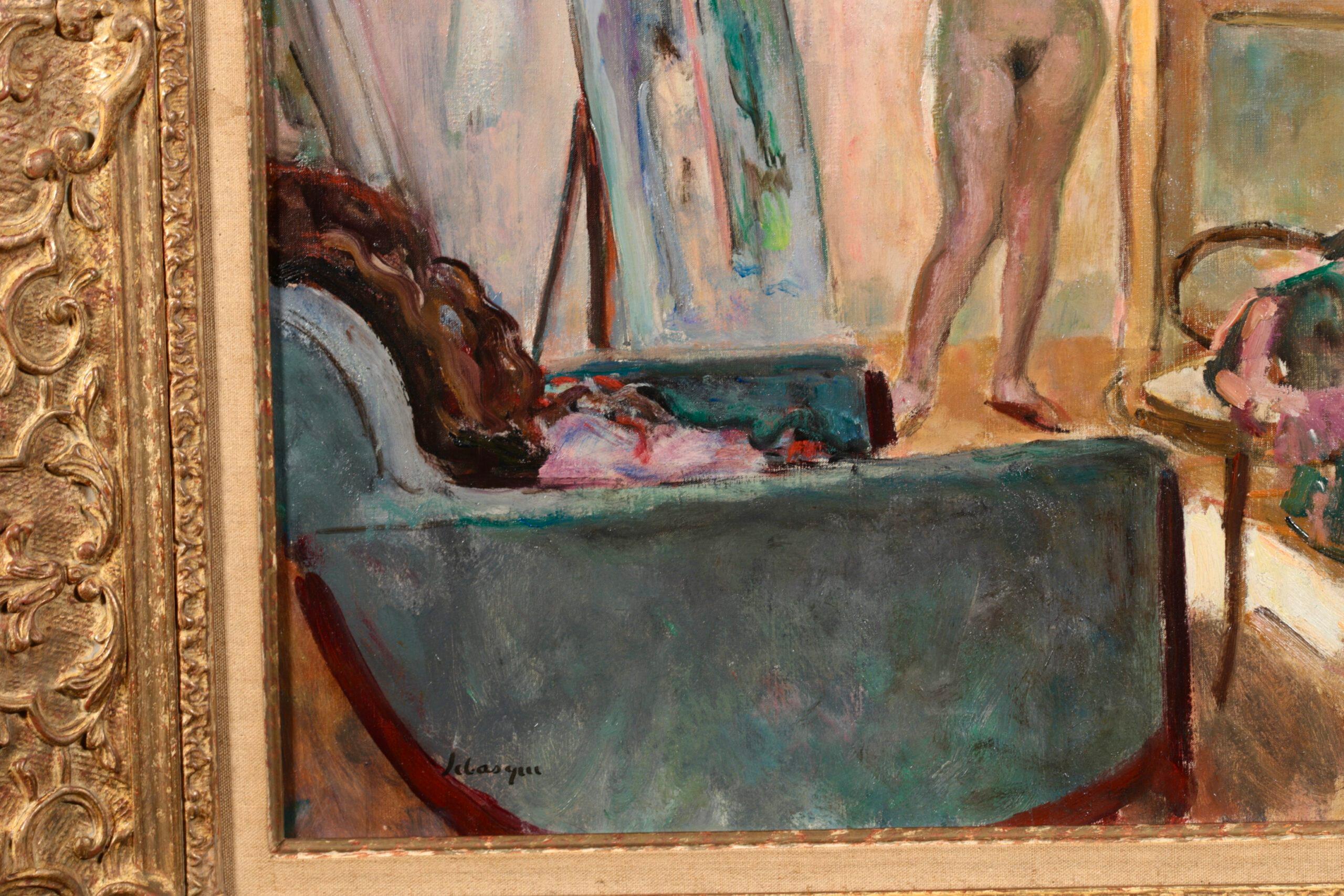 Nu dans l'Atelier - Post Impressionist Nude in Interior Oil by Henri Lebasque For Sale 5