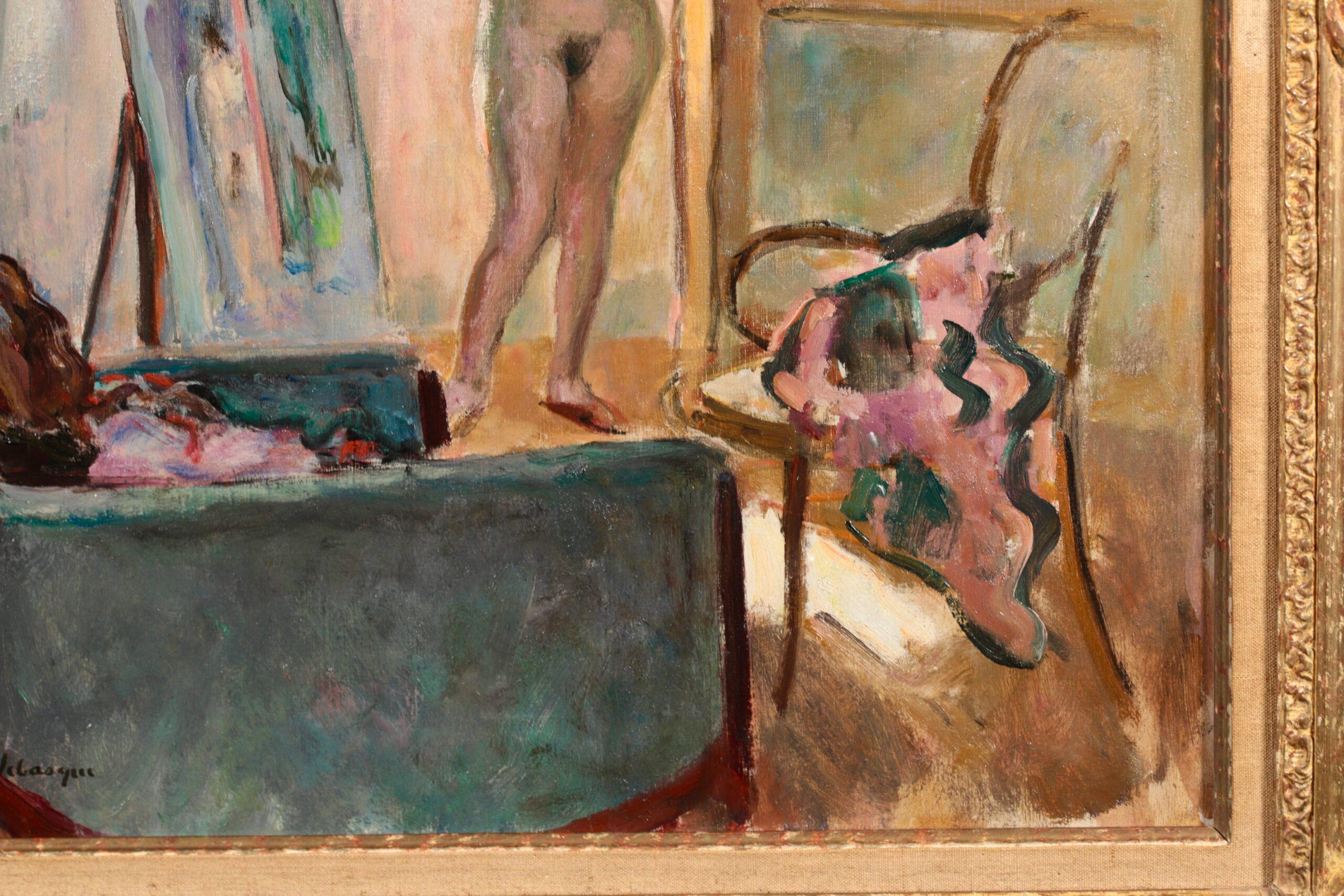 Nu dans l'Atelier - Postimpressionistischer Akt in Inneneinrichtung, Öl von Henri Lebasque im Angebot 6