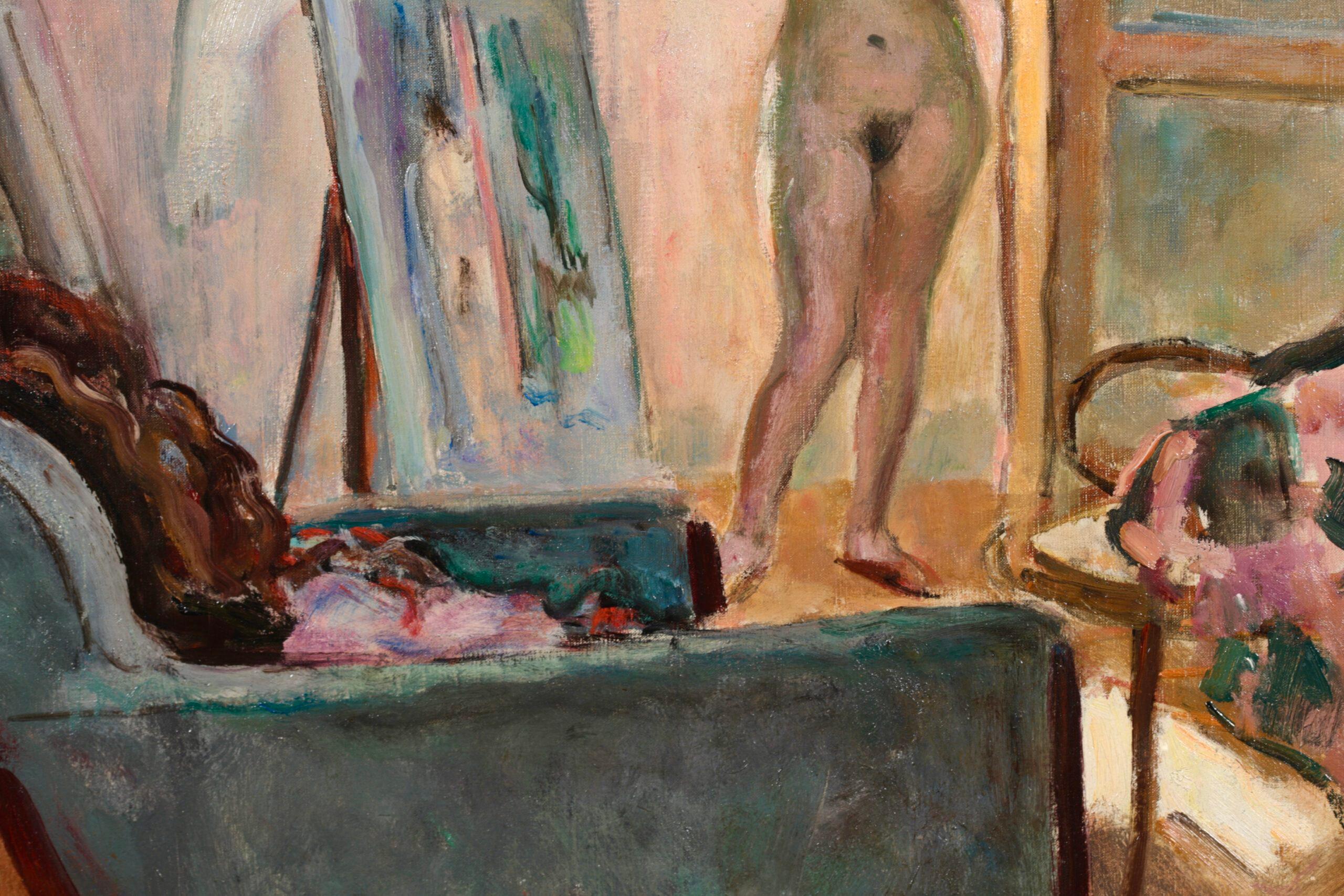 Nu dans l'Atelier - Post Impressionist Nude in Interior Oil by Henri Lebasque For Sale 7