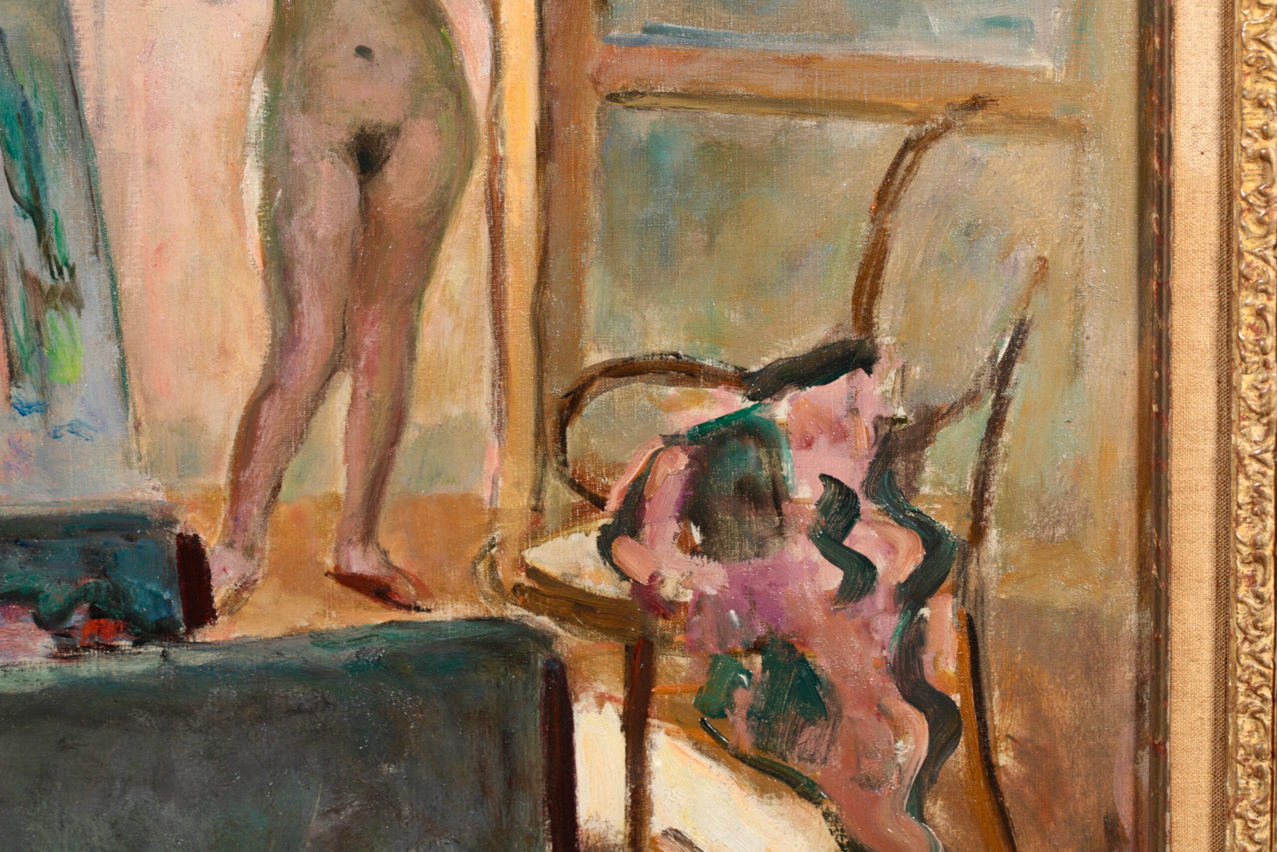 Nu dans l'Atelier - Nu post-impressionniste dans l'intérieur - Huile d'Henri Lebasque en vente 8