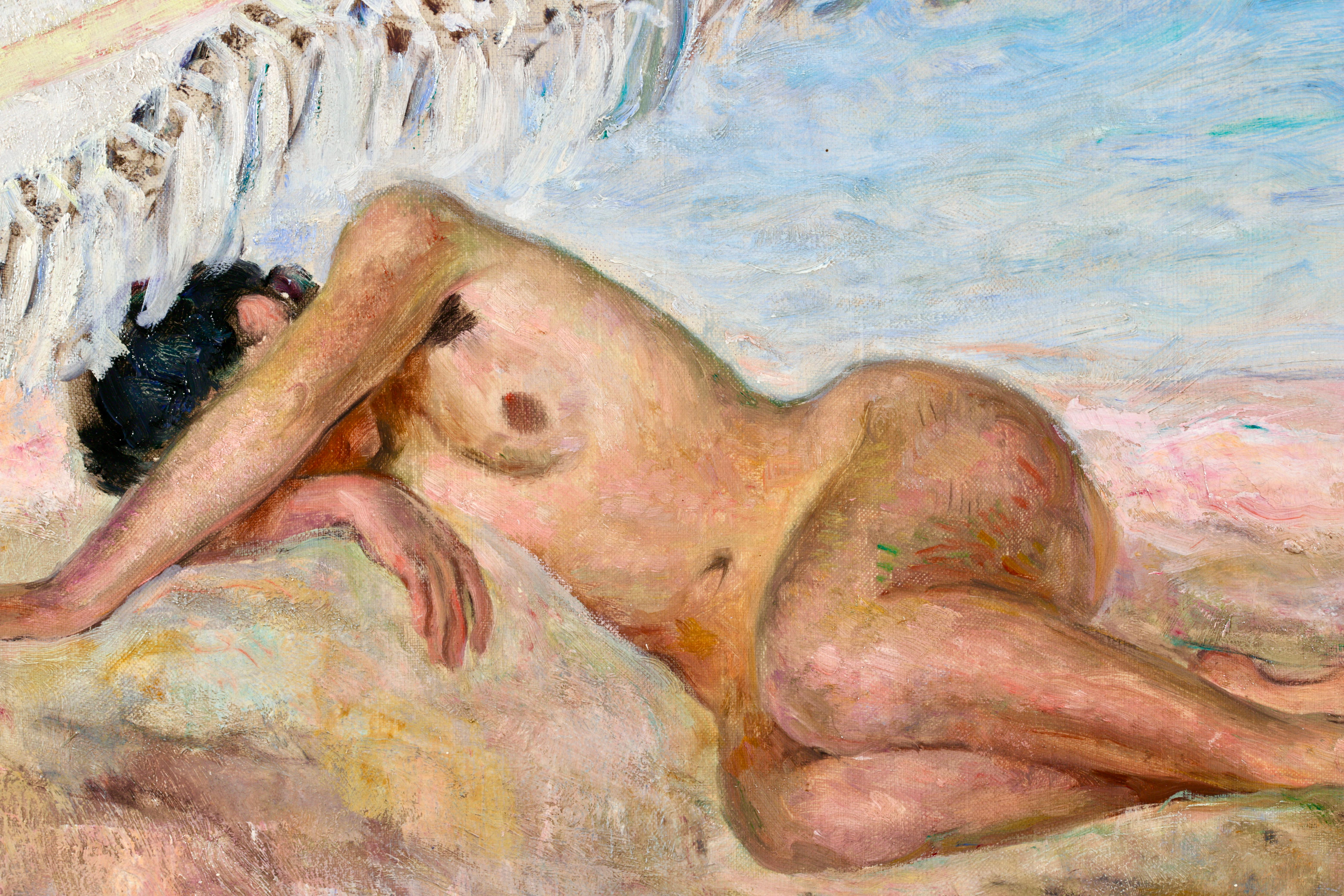 Nu sur la plage - Post Impressionist Oil, Nude in Landscape by Henri Lebasque For Sale 8