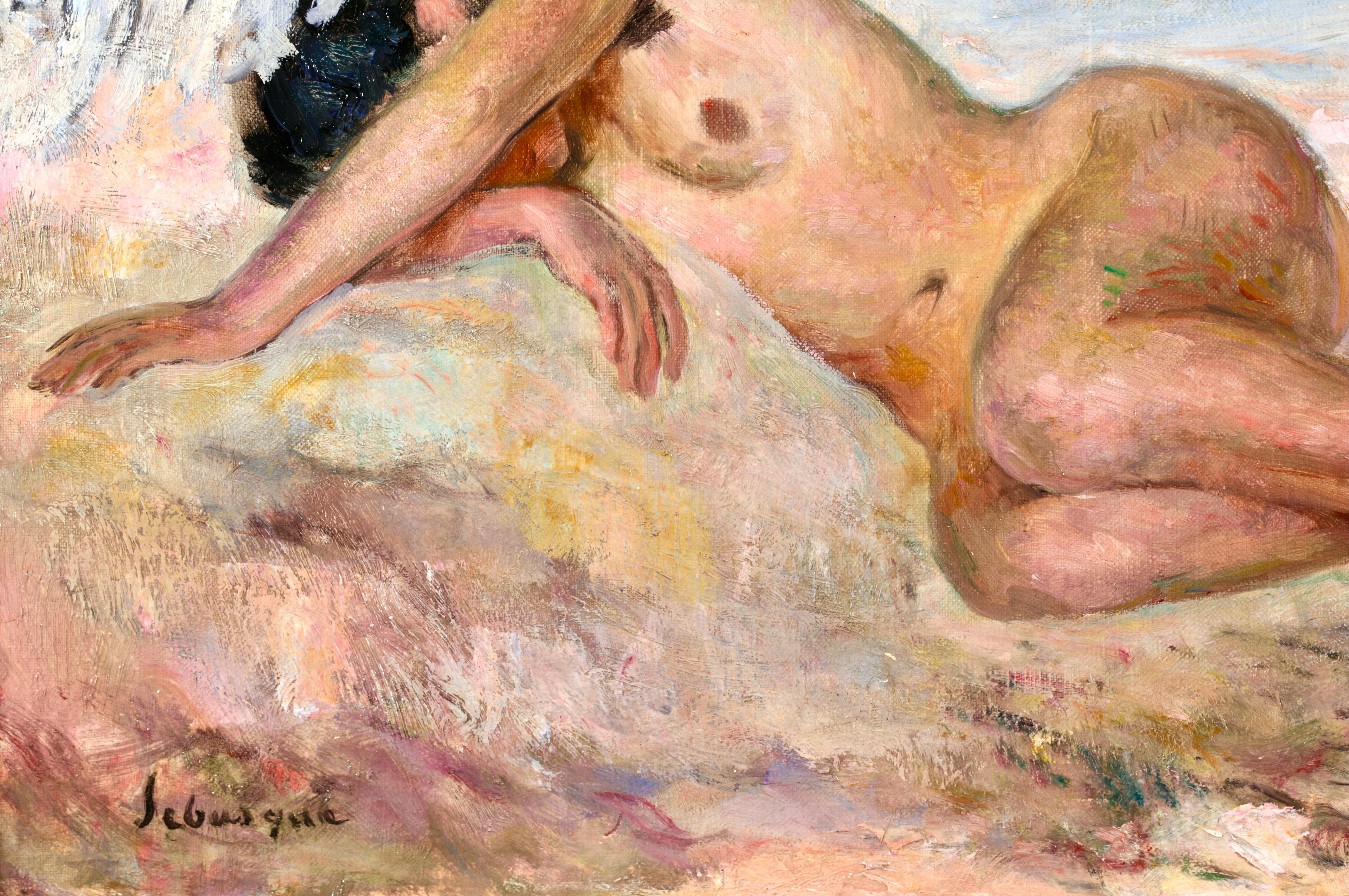 Nu sur la plage - Post Impressionist Oil, Nude in Landscape by Henri Lebasque For Sale 6