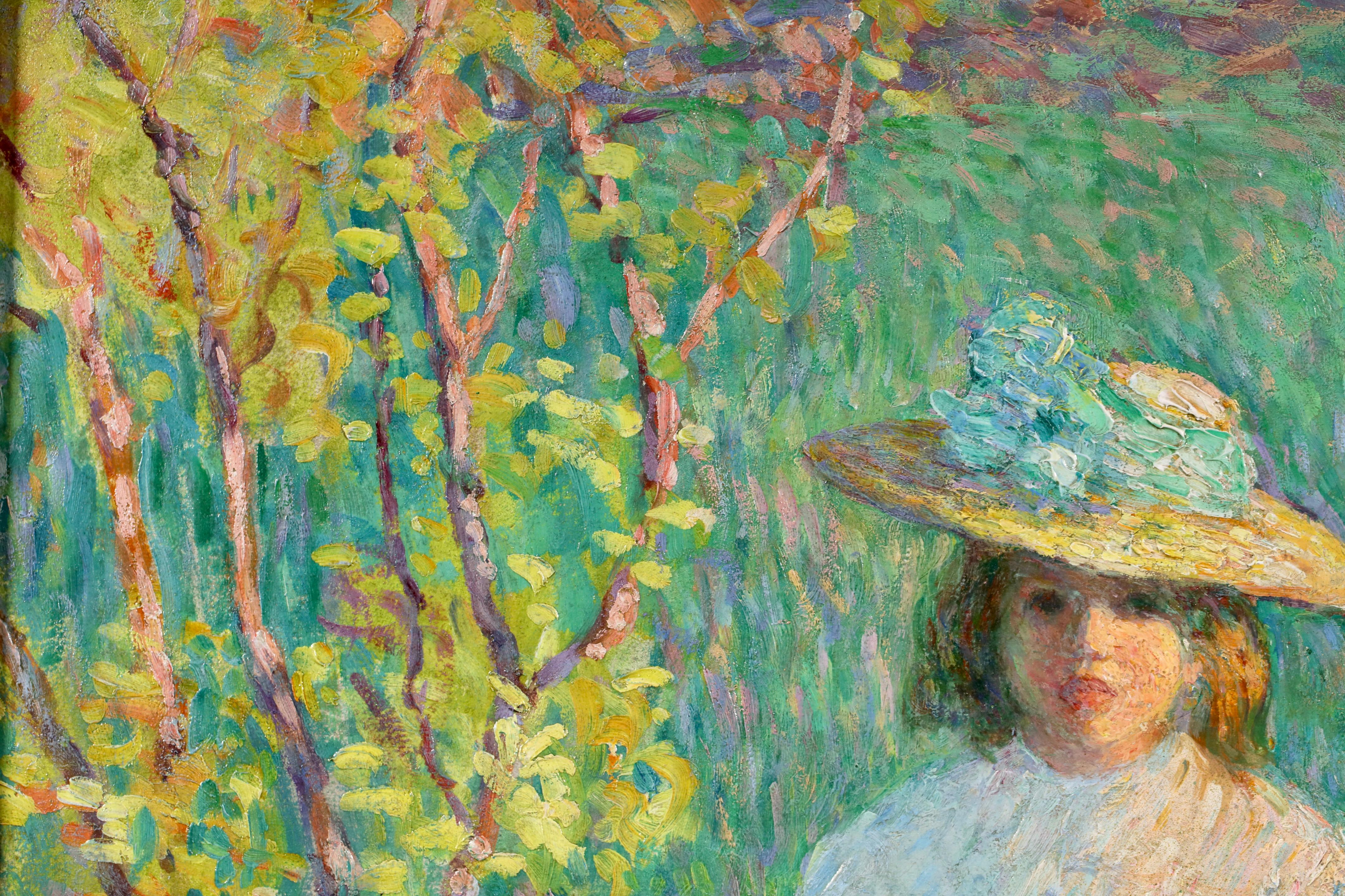 Petite fille - Post Impressionist Figurative Oil by Henri Lebasque For Sale 3