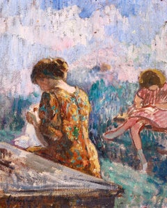 Seamstresses - Post Impressionist Divisionist Oil, Women Sewing - Henri Lebasque