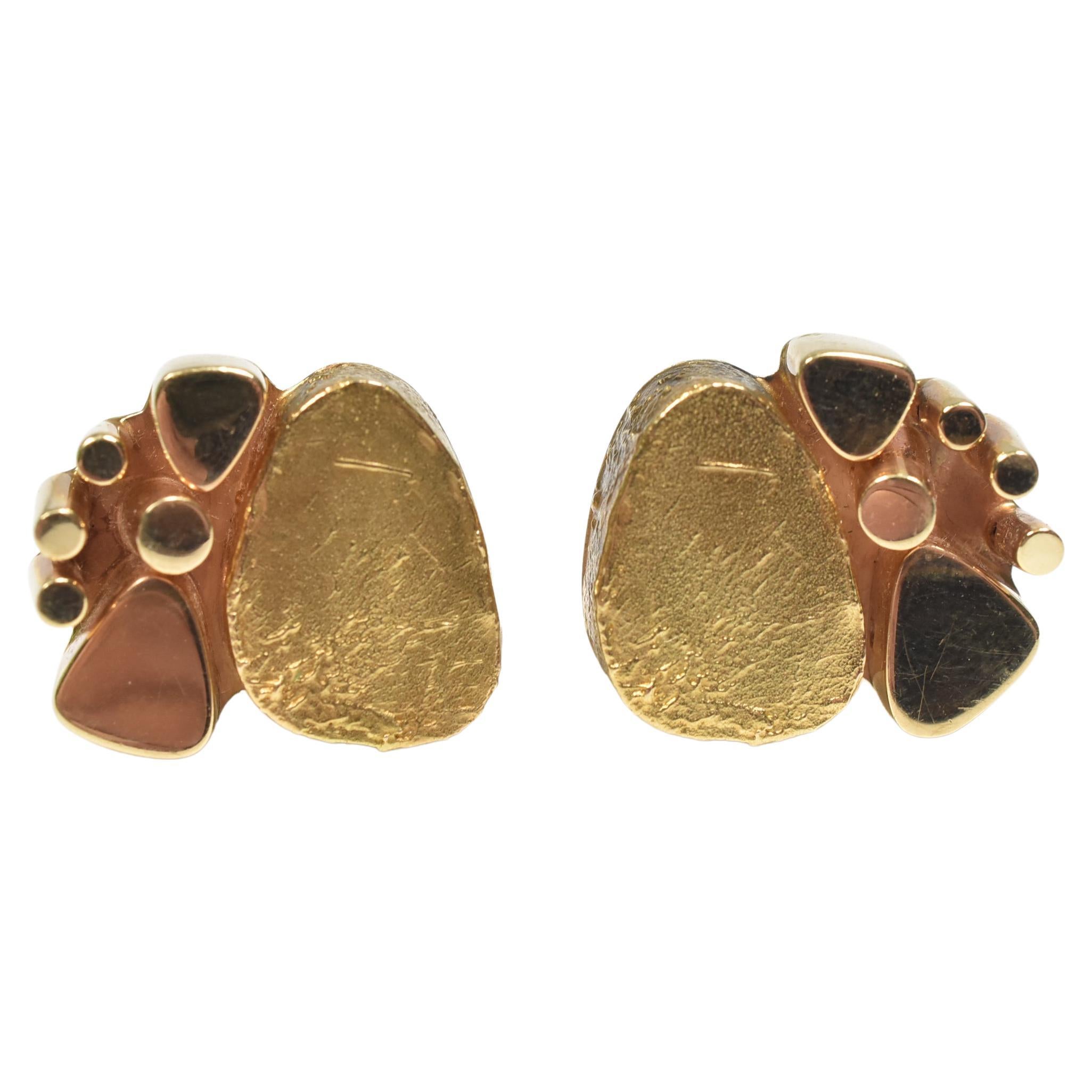 Henri Leighton for Kanam Mid-Century Modernist Cufflinks, Polished and Textured For Sale