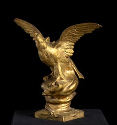 19. Jahrhundert Französisch Skulptur des Adlers in Gold Bronze von Henri Levasseur signiert