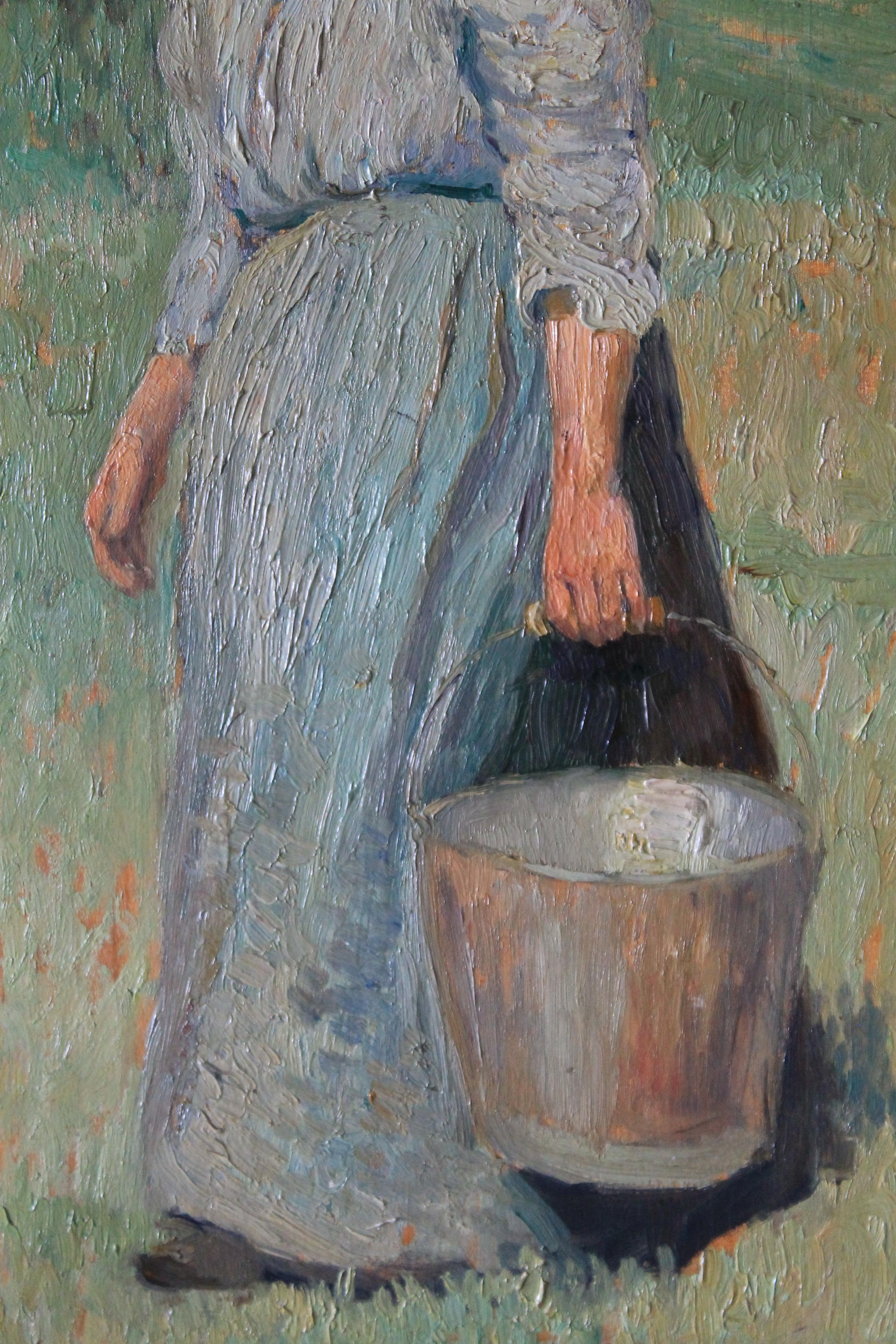 Ritratto di donna, dipinto a olio figurativo di Henri Levieux 4