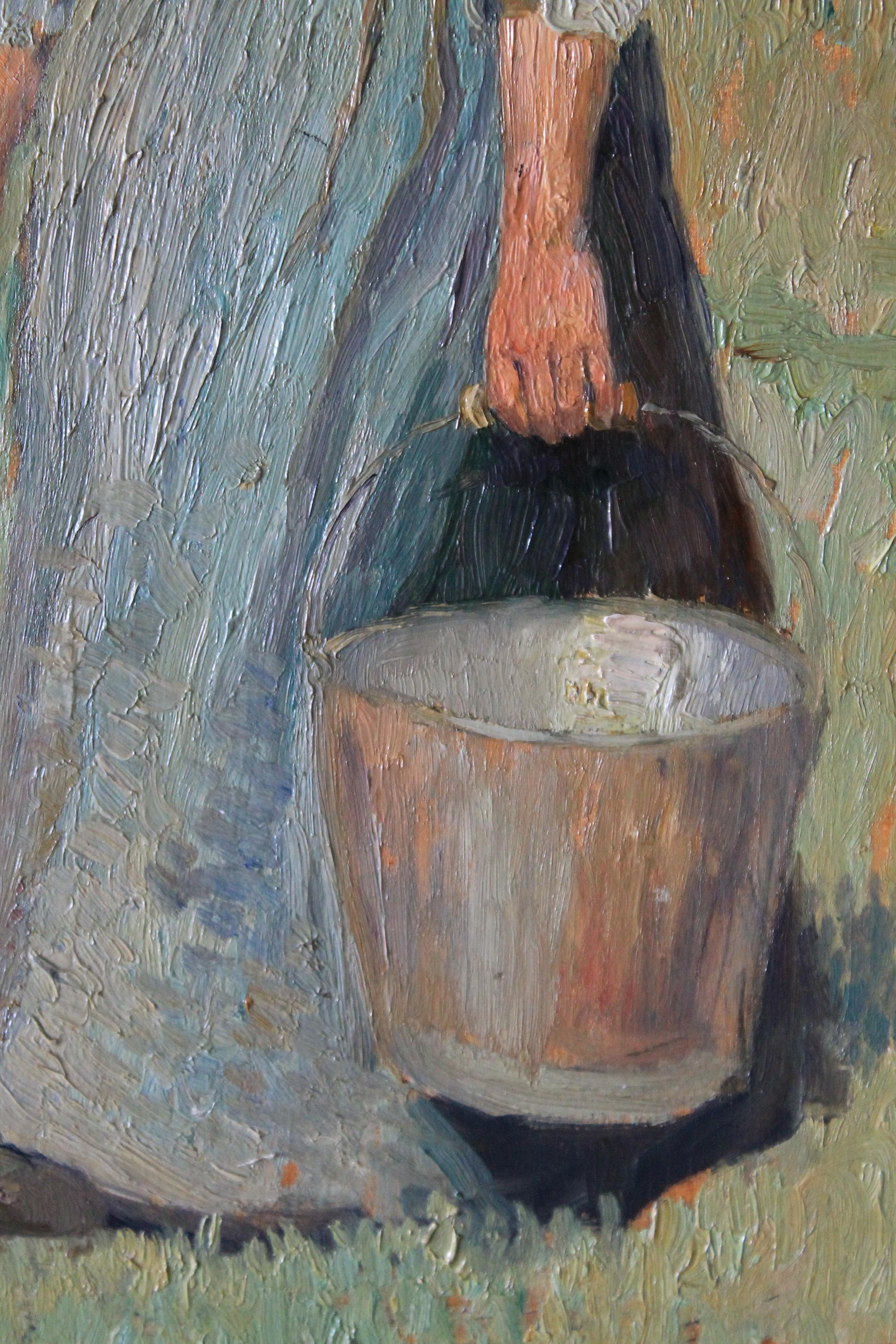 Ritratto di donna, dipinto a olio figurativo di Henri Levieux 5