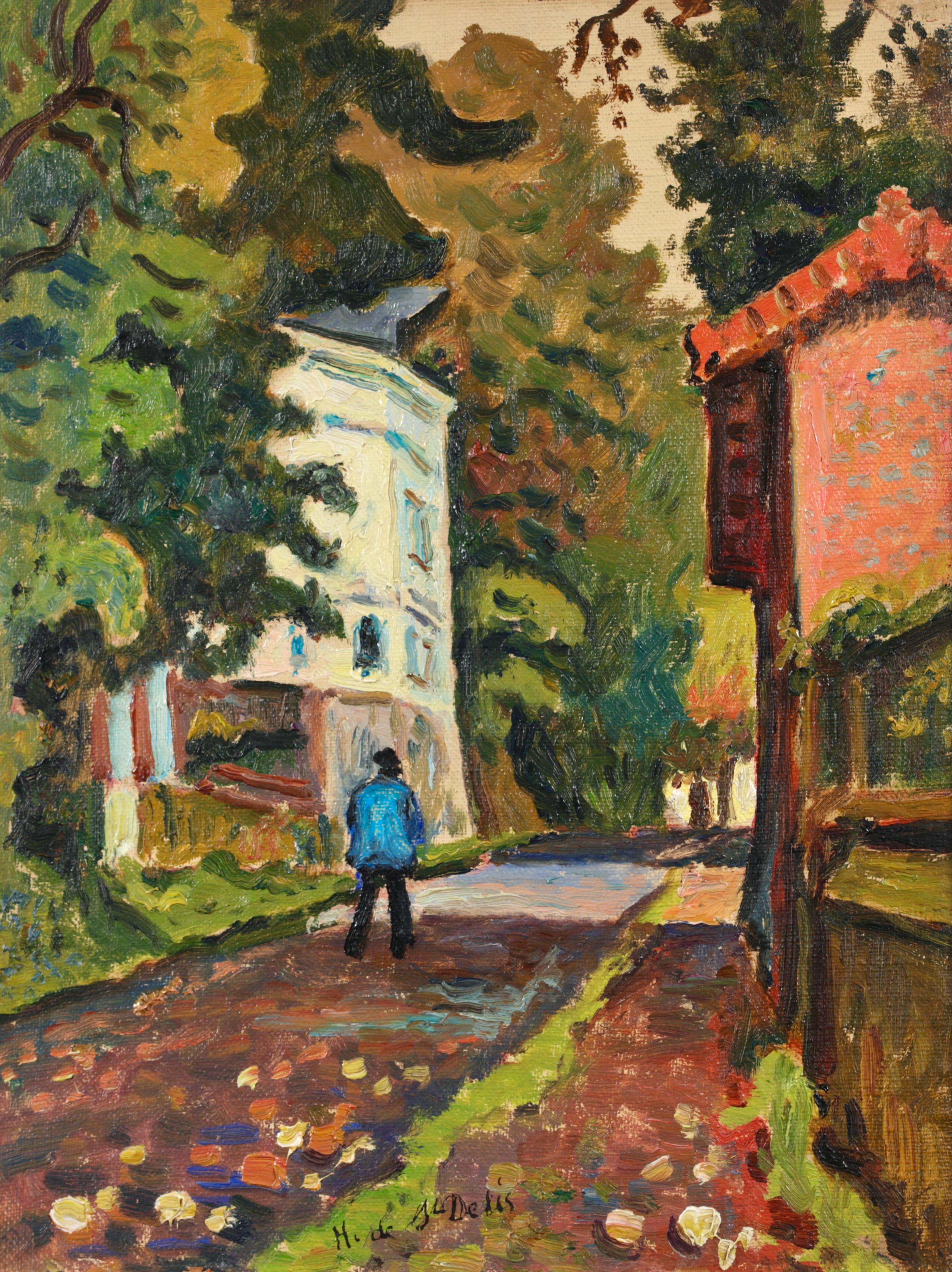 Promenade de l’après-midi - Post Impressionist Landscape by Henri de Saint Delis - Painting by Henri Lienard De Saint Delis