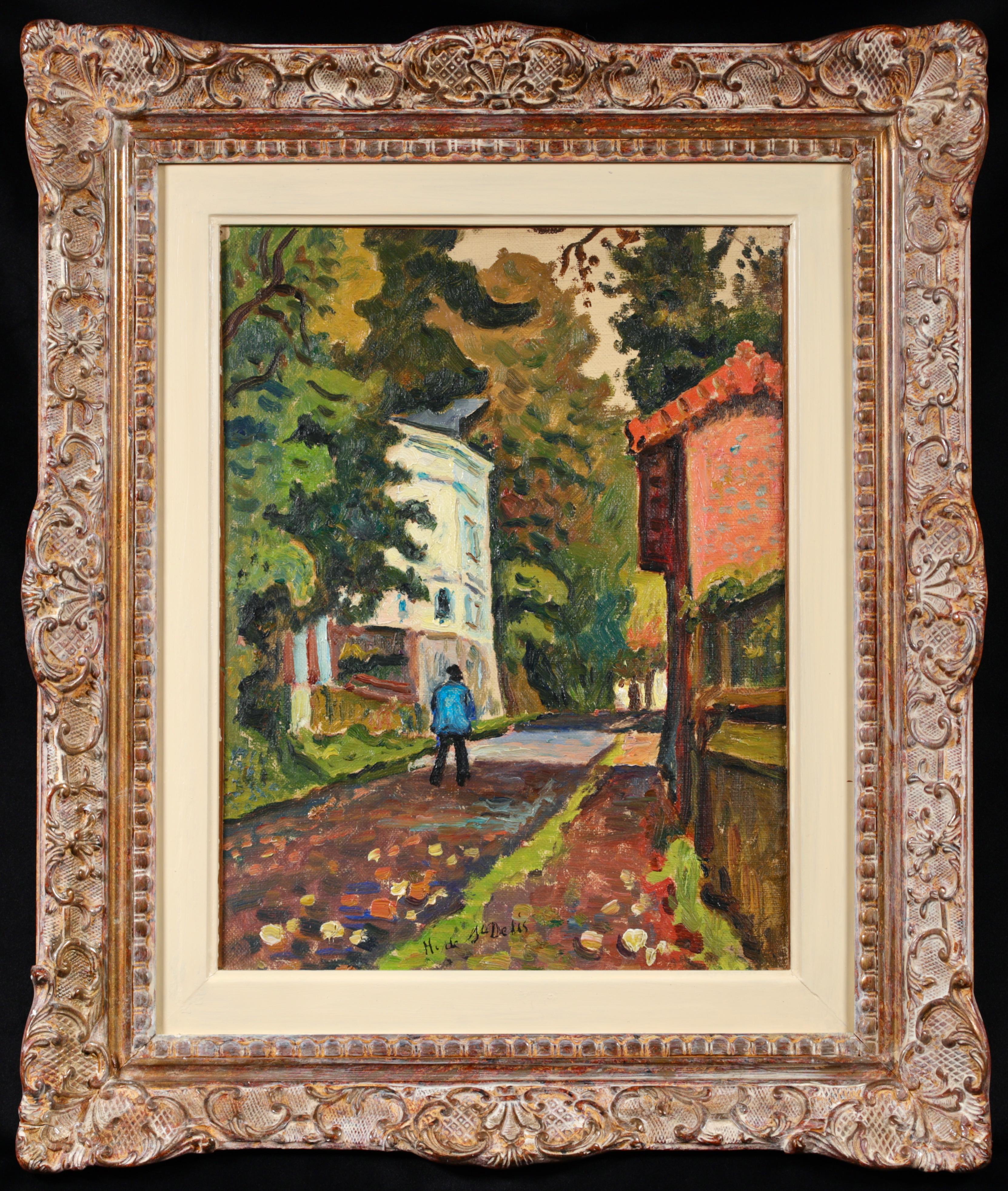 Henri Lienard De Saint Delis Landscape Painting - Promenade de l’après-midi - Post Impressionist Landscape by Henri de Saint Delis