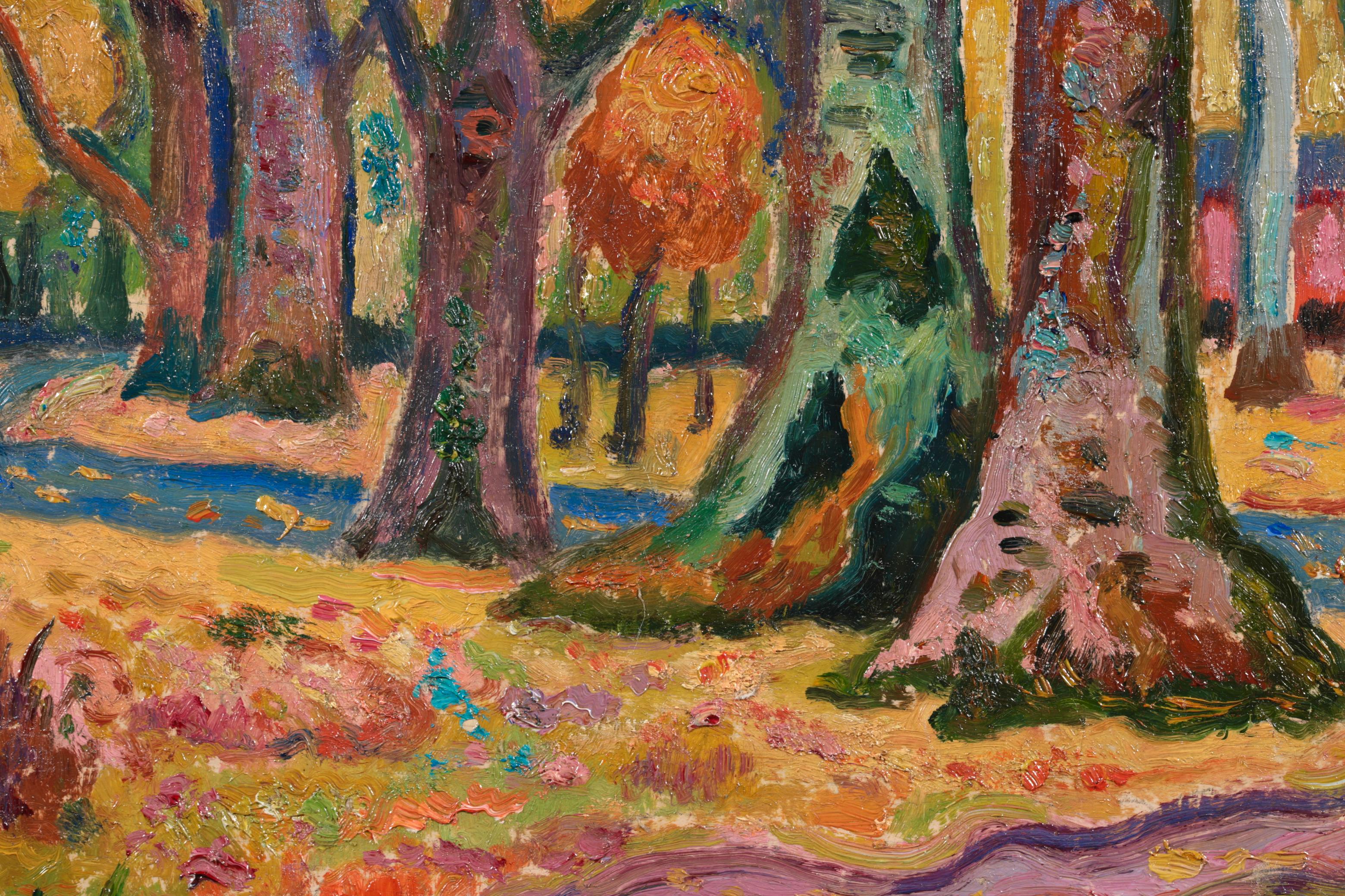 Honfleur - Paesaggio post impressionista dipinto a olio da Henri de Saint-Delis 1