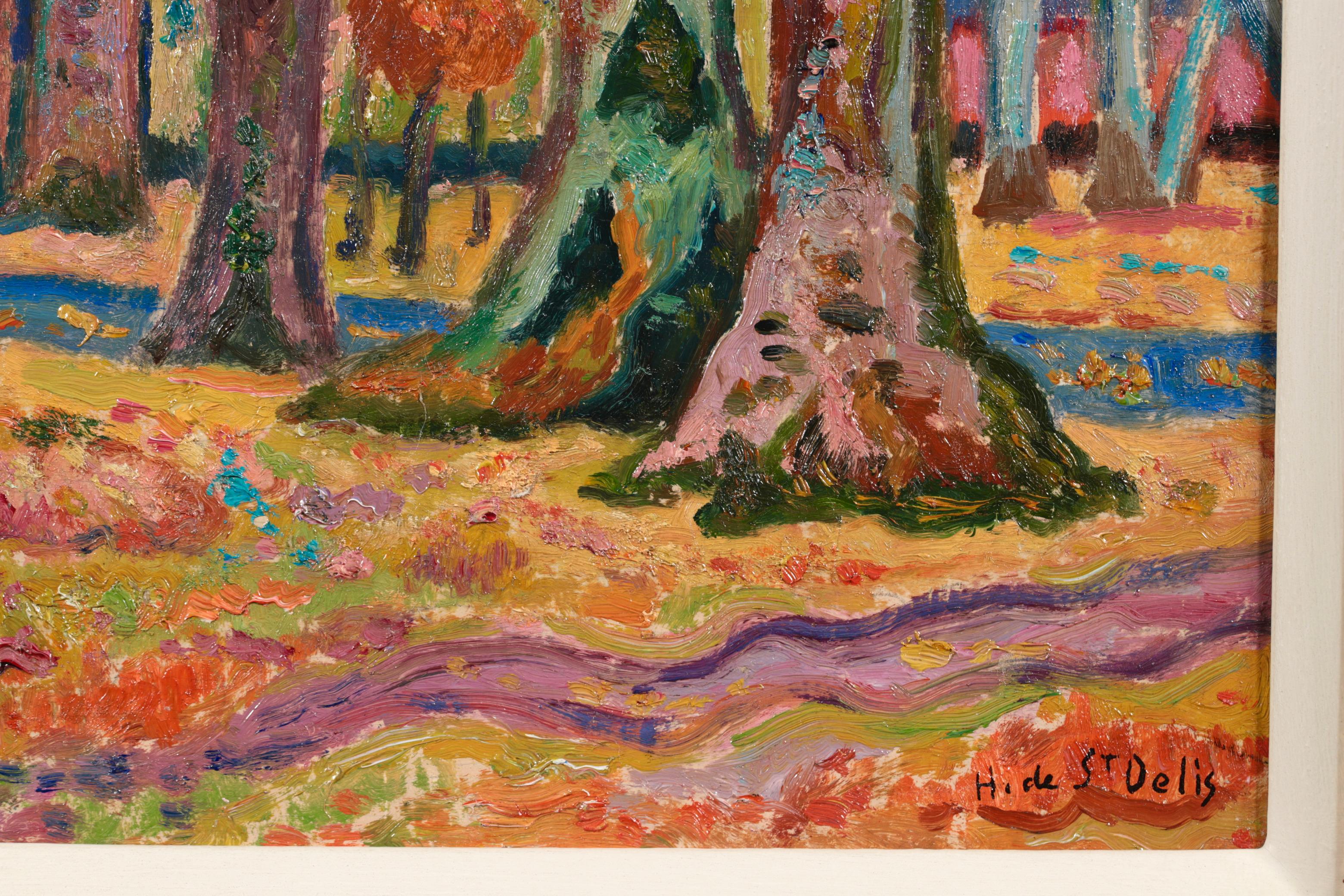 Honfleur - Paesaggio post impressionista dipinto a olio da Henri de Saint-Delis 3