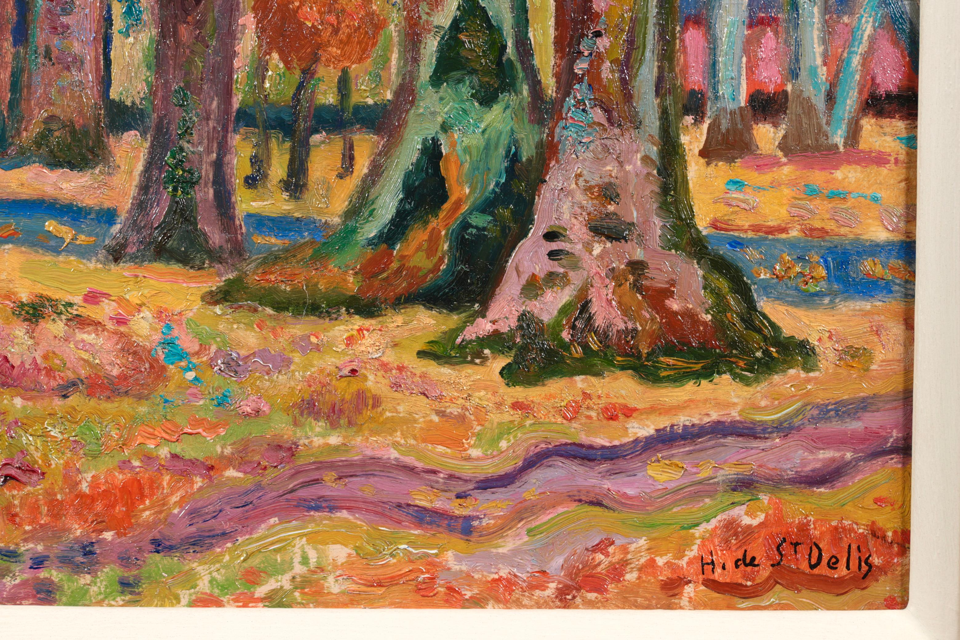 Honfleur - Paesaggio post impressionista dipinto a olio da Henri de Saint-Delis 4