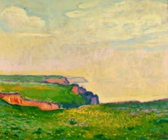 Spring on the cliffs - Post Impressionist Landscape Oil by Henri de Saint-Delis
