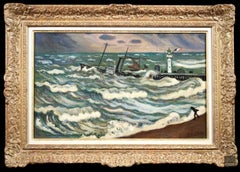 Stormy Weather - Post Impressionist Seascape Oil by Henri Lienard de Saint-Delis