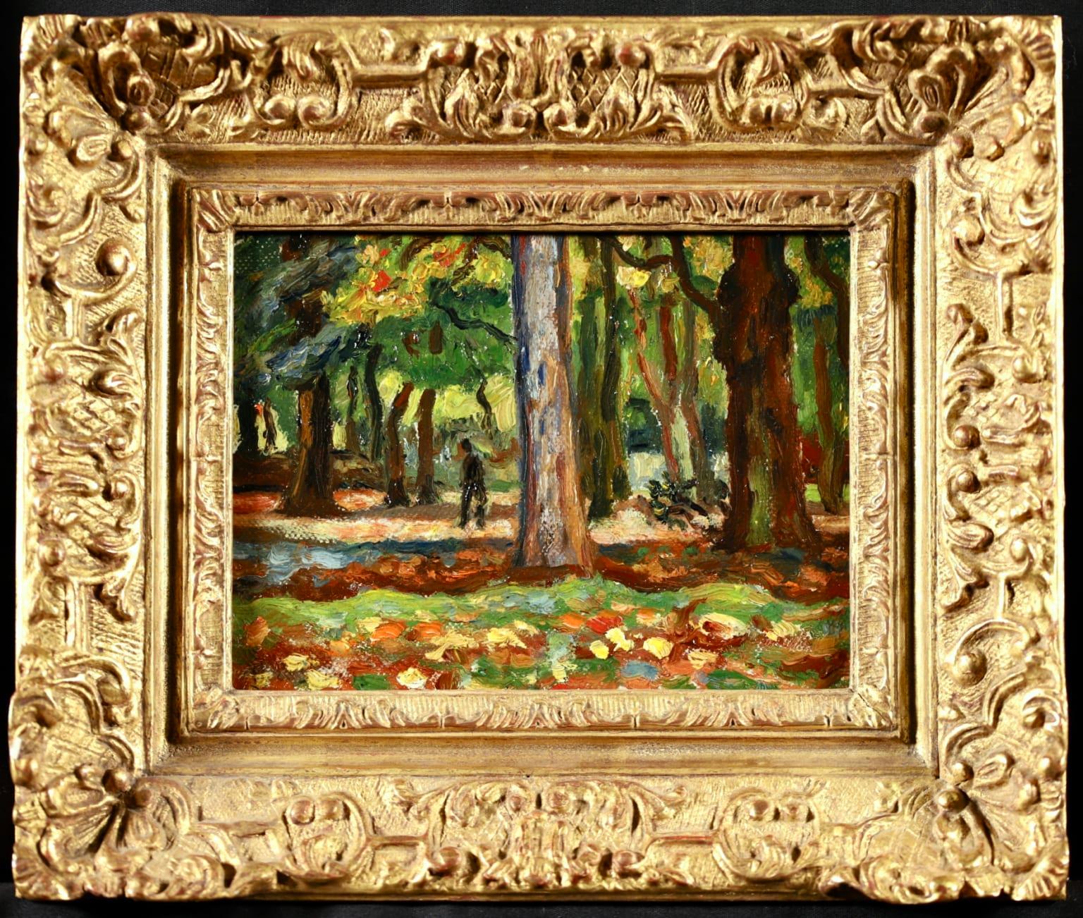 Woodland - Huile post-impressionniste, figure dans un paysage d'Henri de Saint-Delis - Painting de Henri Liénard de Saint-Délis