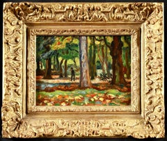 Woodland - Post Impressionist Oil, Figure in Landscape by Henri de Saint-Delis
