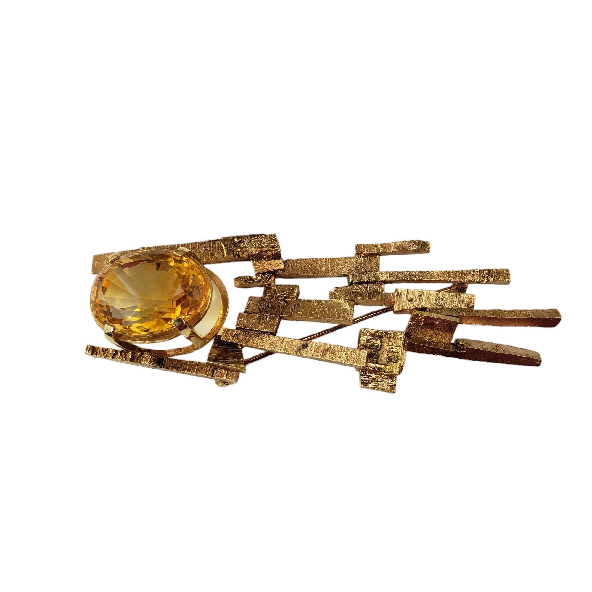 Oval Cut Henri Lighton 14 Karat Yellow Gold and Citrine Comet Brooch #17824 For Sale