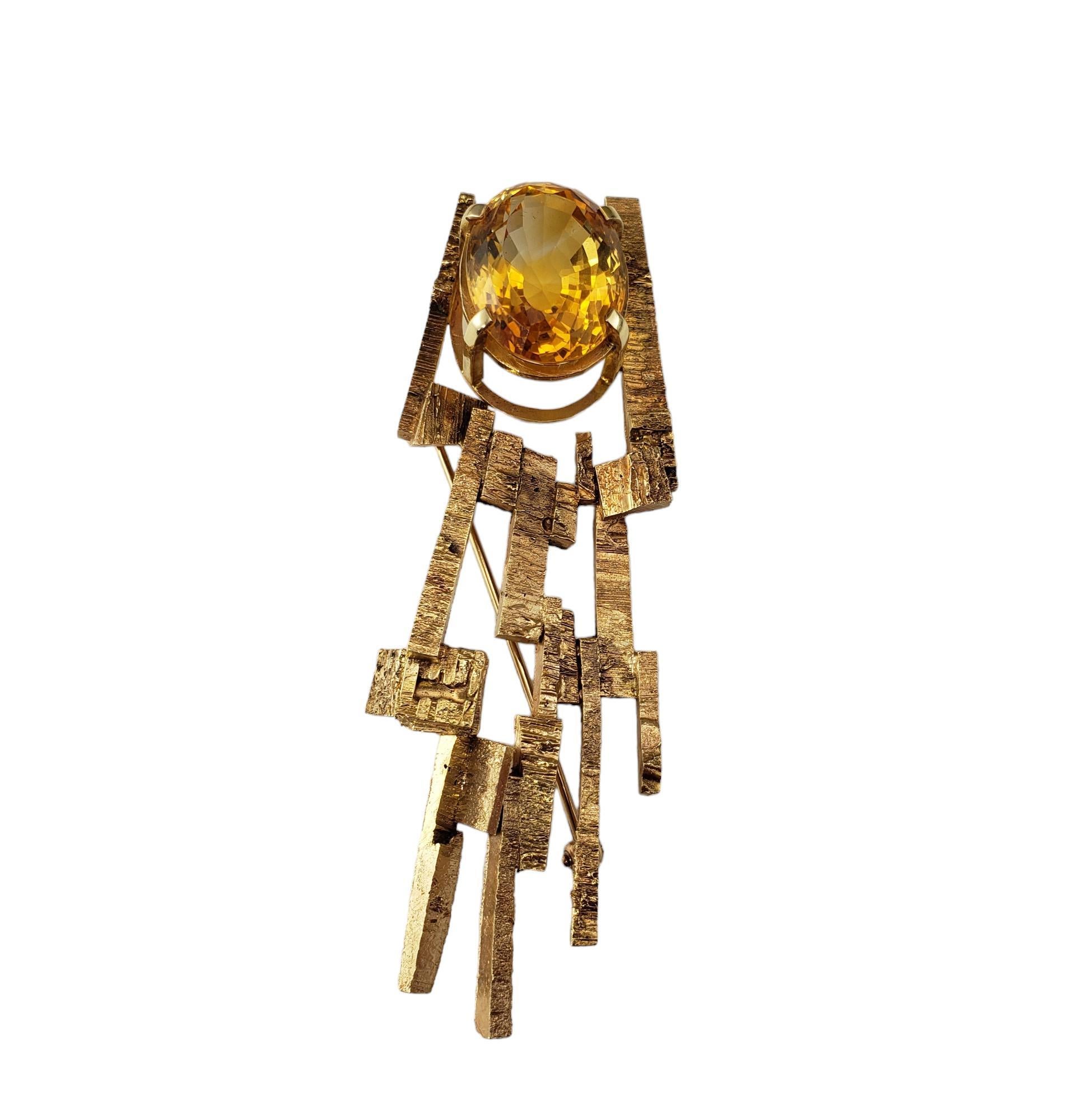 Henri Lighton 14 Karat Yellow Gold and Citrine Comet Brooch #17824 In Good Condition For Sale In Washington Depot, CT