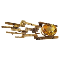 Henri Lighton Broche Comet en or jaune 14 carats et citrine #17824