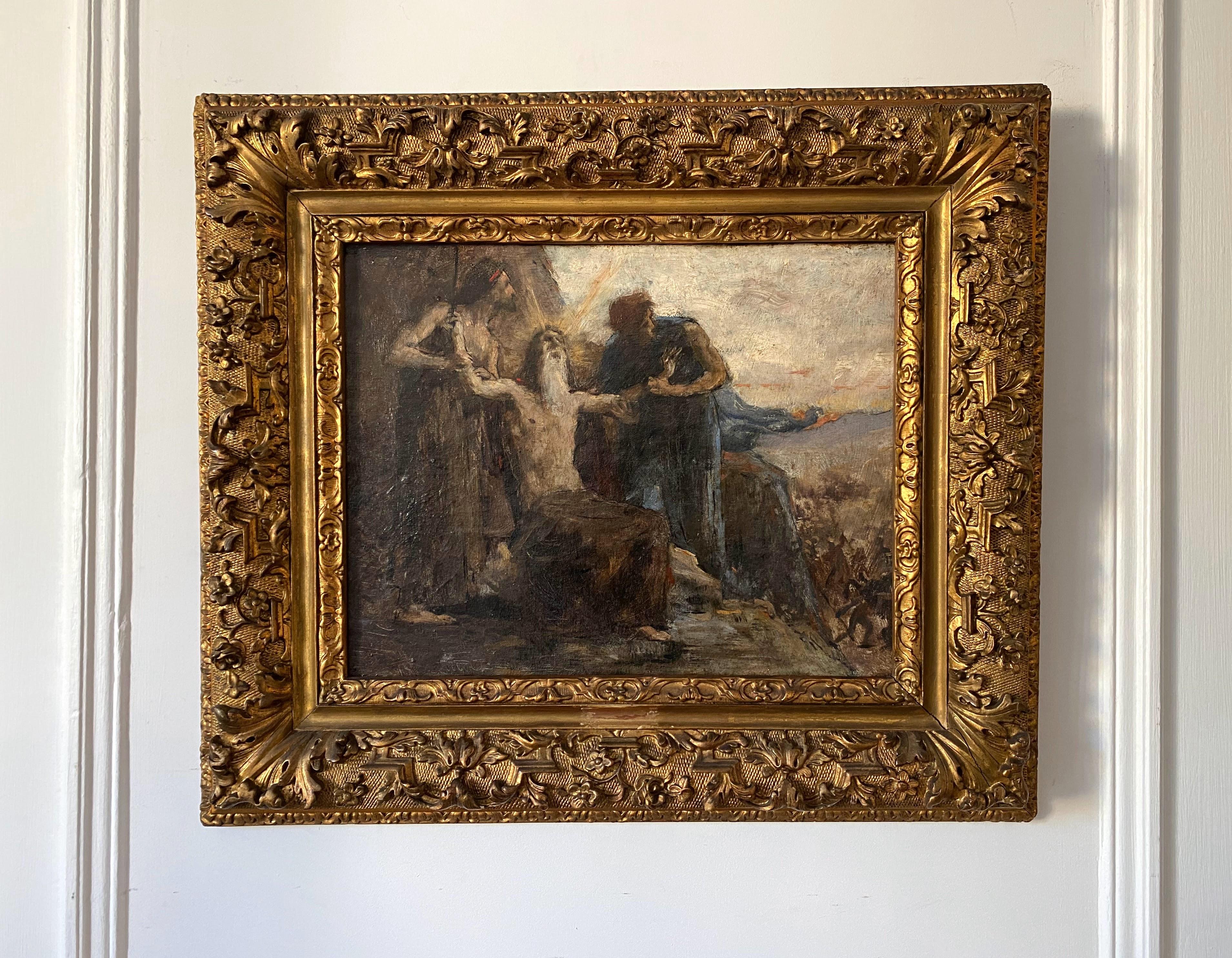 Scène mythologique, étude pour le prix de Rome 1864, académisme français, Homer  - Académique Painting par Henri-Léopold Lévy