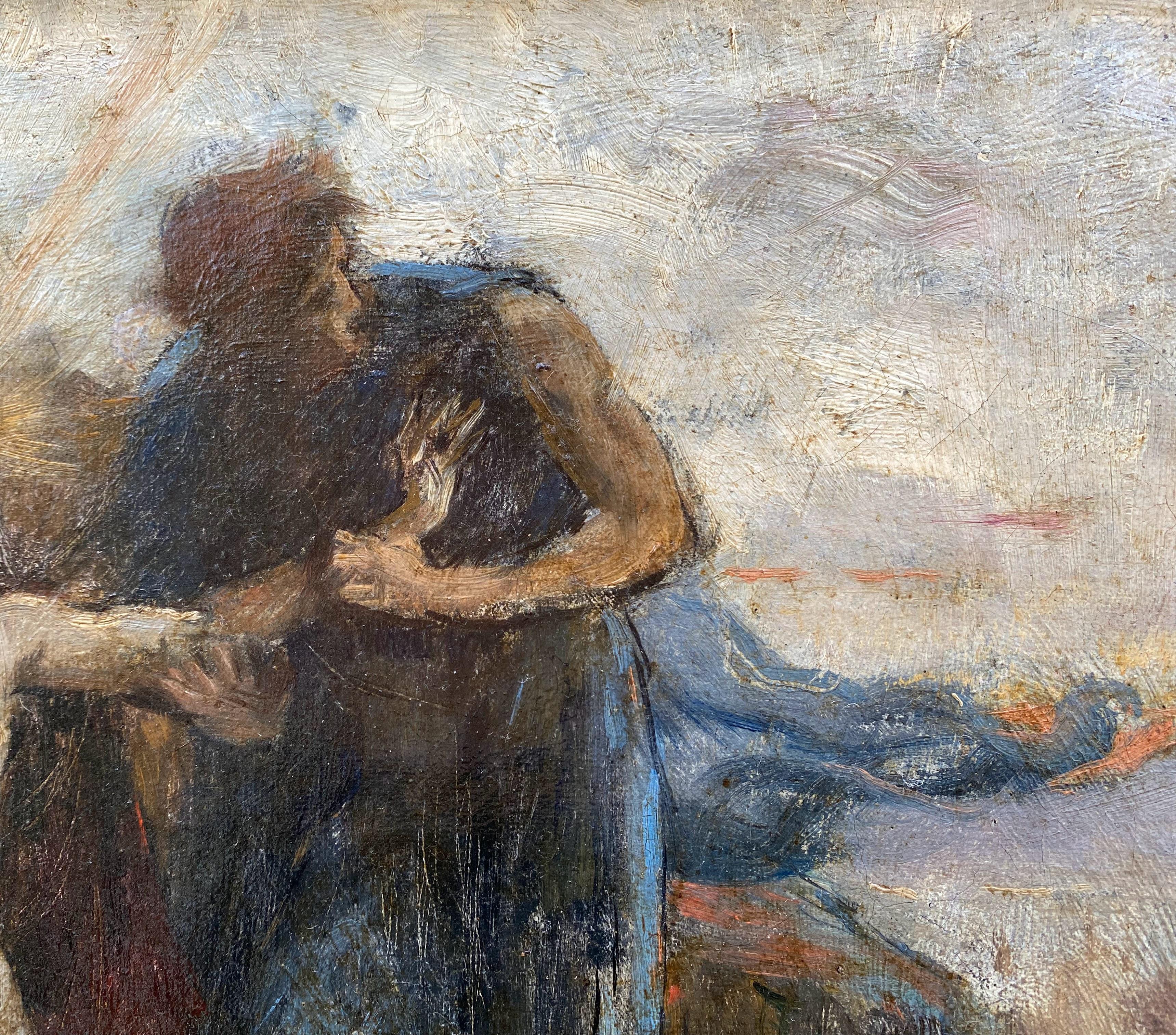 Mythologische Szene, Studie für den Preis von Rom 1864, französische Akademie, Homer  (Braun), Landscape Painting, von Henri-Léopold Lévy