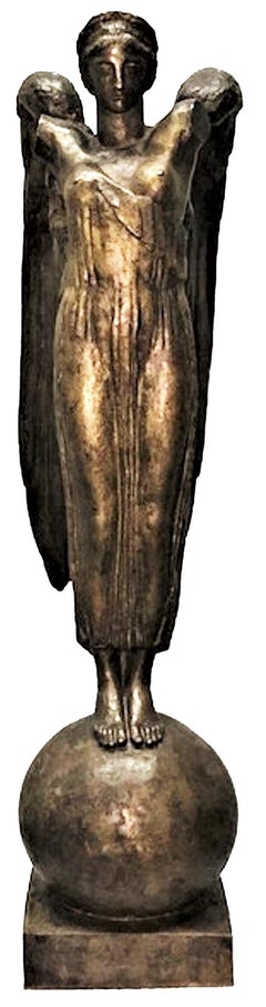 Henri Louis Bouchard, Der Sieg von Bogota, Art déco-Bronzeskulptur, ca. 1925