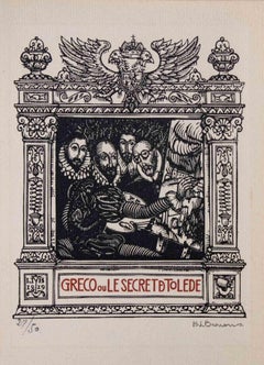 Greco ou le secret de Tolede -Original Woodcut print by Henri Louis Bracons-1918