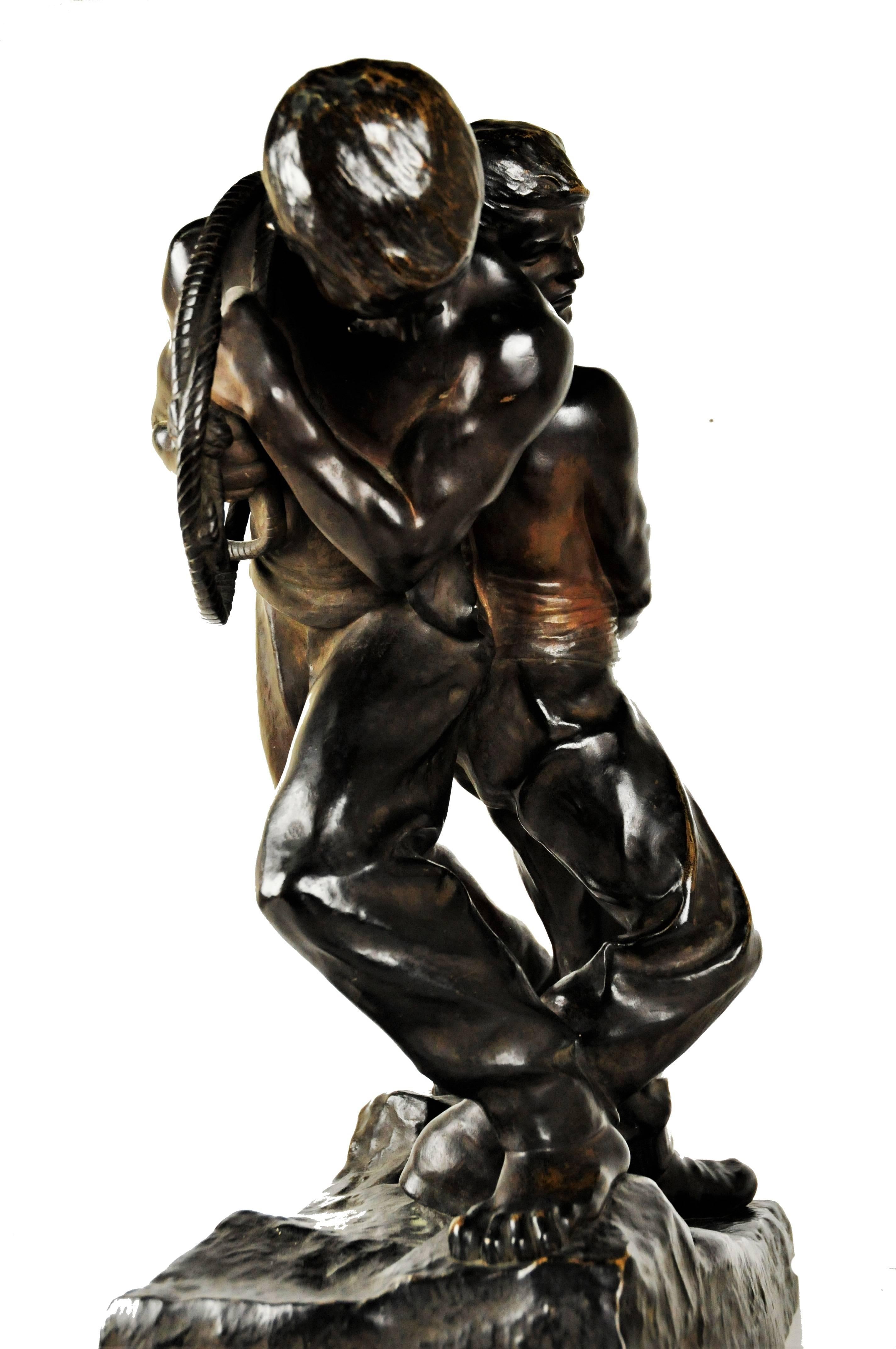 Henri Louis Levasseur, French Art Nouveau Patinated Bronze Sculpture, 1900s In Good Condition In New York, NY