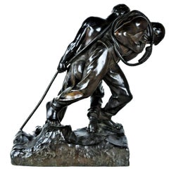 Henri Louis Levasseur:: Sculpture en bronze patiné Art Nouveau français:: années 1900