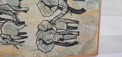 Henri Lumu Peinture . Éléphants d'Afrique