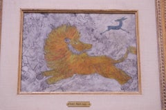 Henri Maïk "Lion" Oil on Canvas, France, 1967