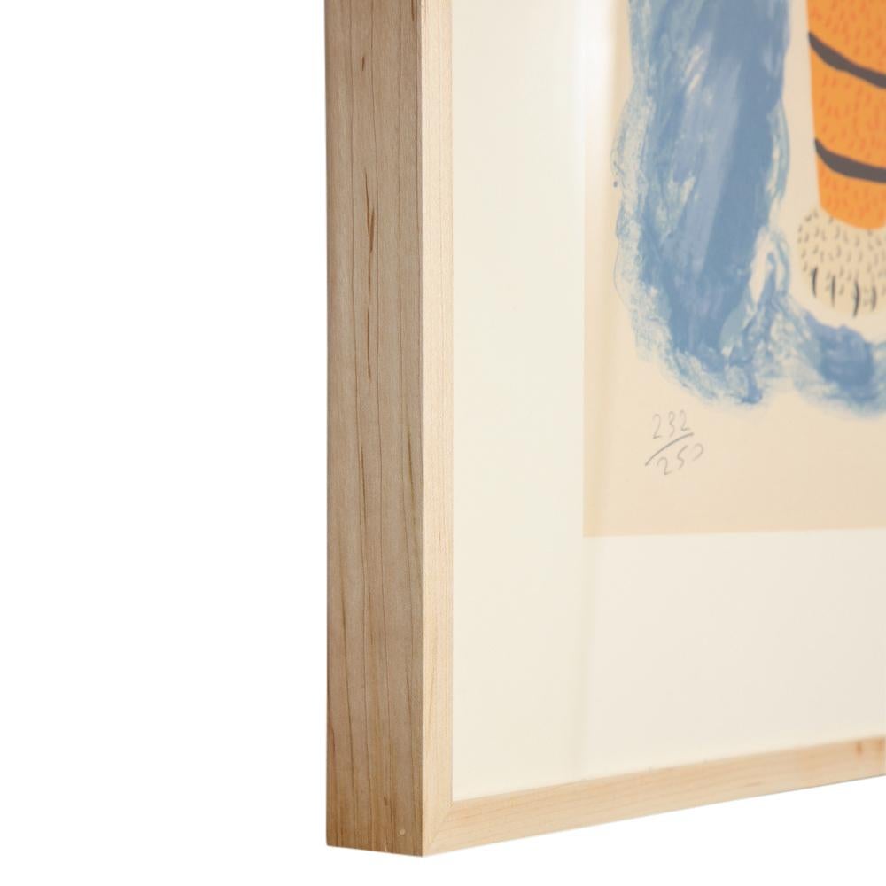 Henri Maik Lithograph, Le Tigre, Orange, Blue, Signed and Numbered 3