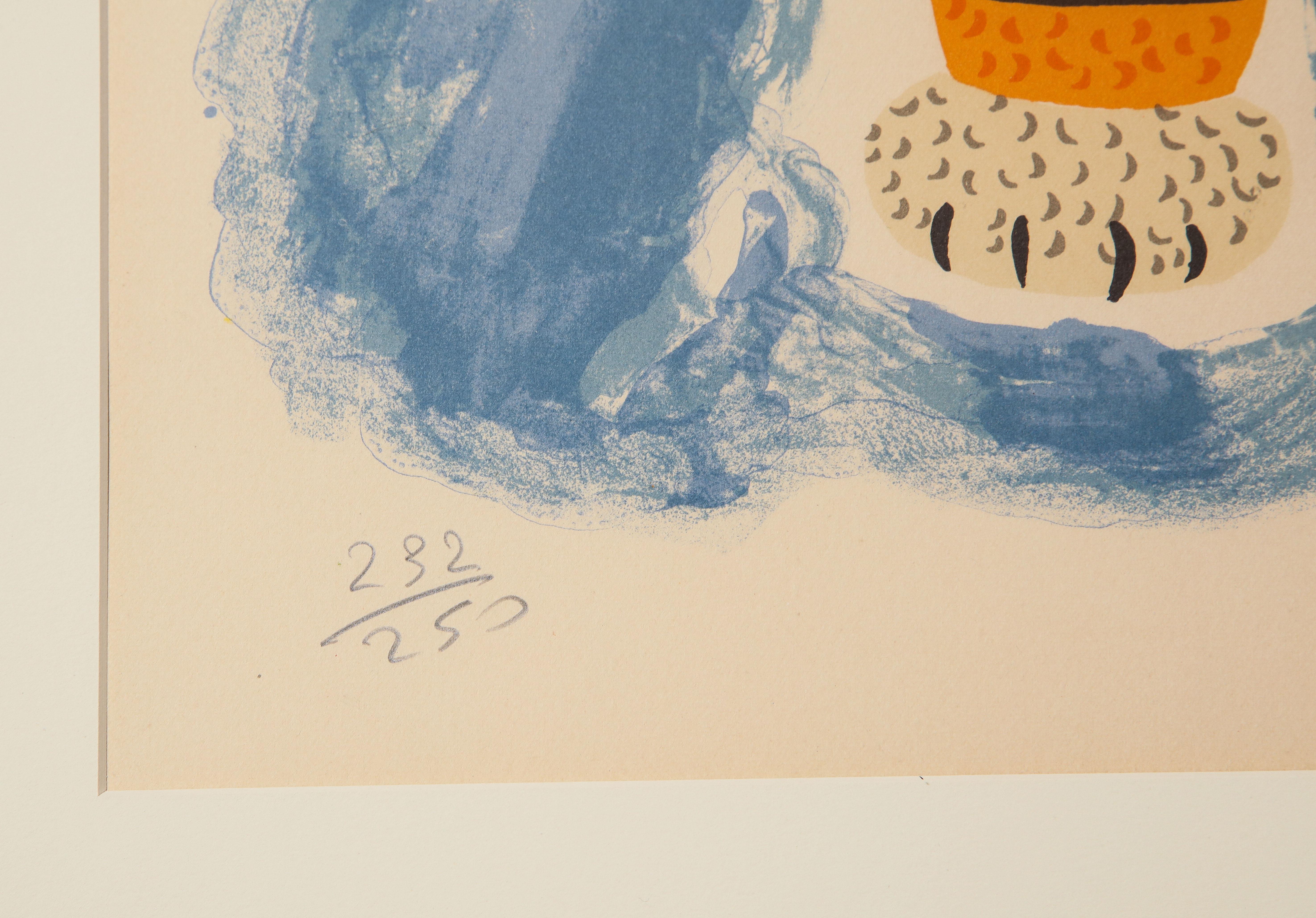 Henri Maik Lithograph, Le Tigre, Orange, Blue, Signed and Numbered In Good Condition In New York, NY