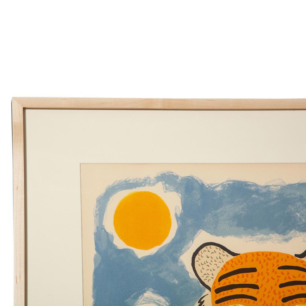Henri Maik Lithograph, Le Tigre, Orange, Blue, Signed and Numbered 2
