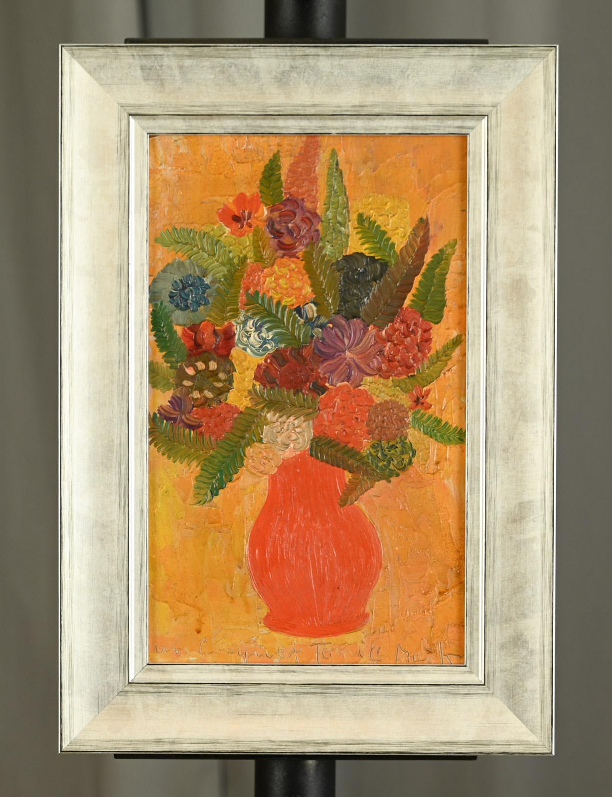 Bouquet tonic - Beige Still-Life Painting by Henri Maik