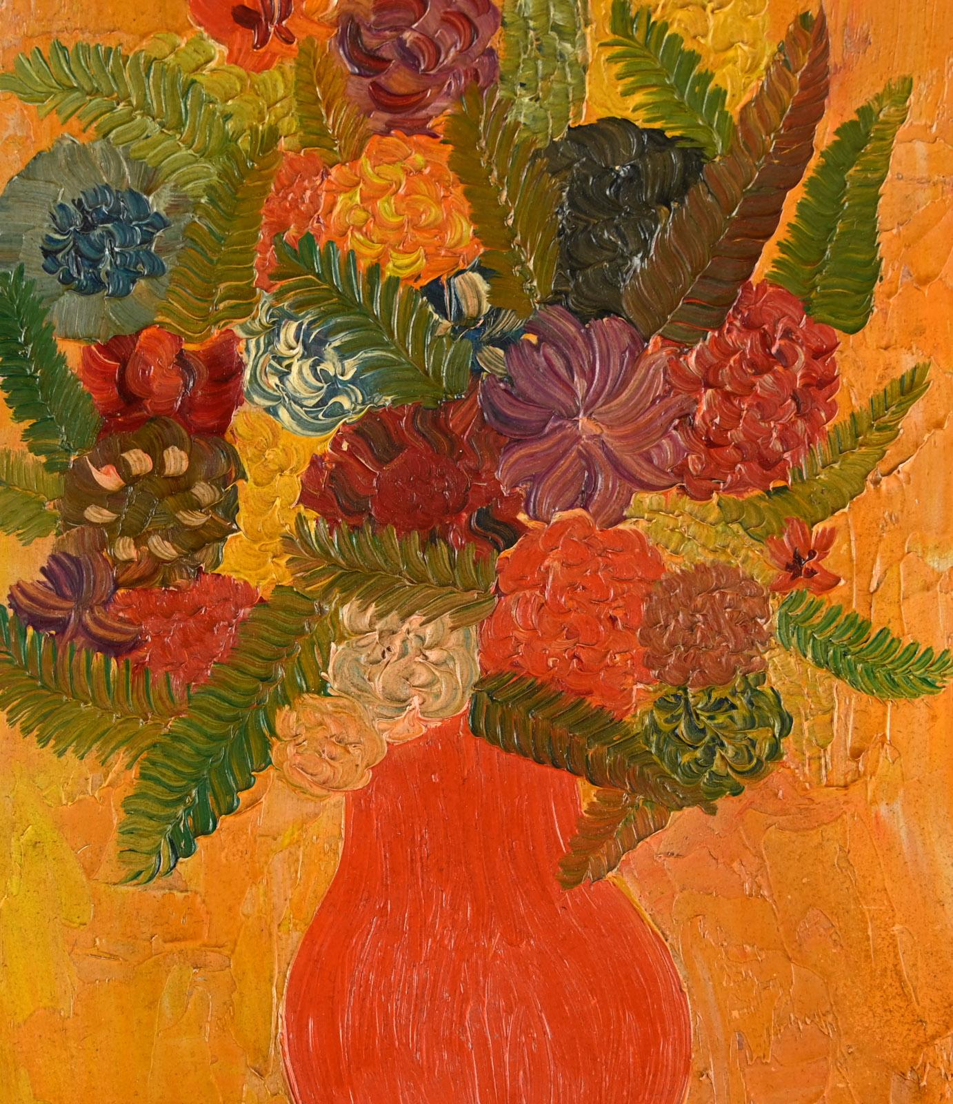 Henri Hecht MAIK (1922 - 1993)
 Das Bouquet Tonic 
Öl auf Holzplatte
Größe: 27 x 16,5 cm
Unten signiert und betitelt.
Provenienz: Privatsammlung, Cannes

In gutem Zustand. Kleiner Verlust in der linken oberen Ecke. Auf dem Foto zu sehen