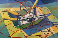 Garden Trug & Shears - Huge 20th Century French Garden Still Life Oil Painting