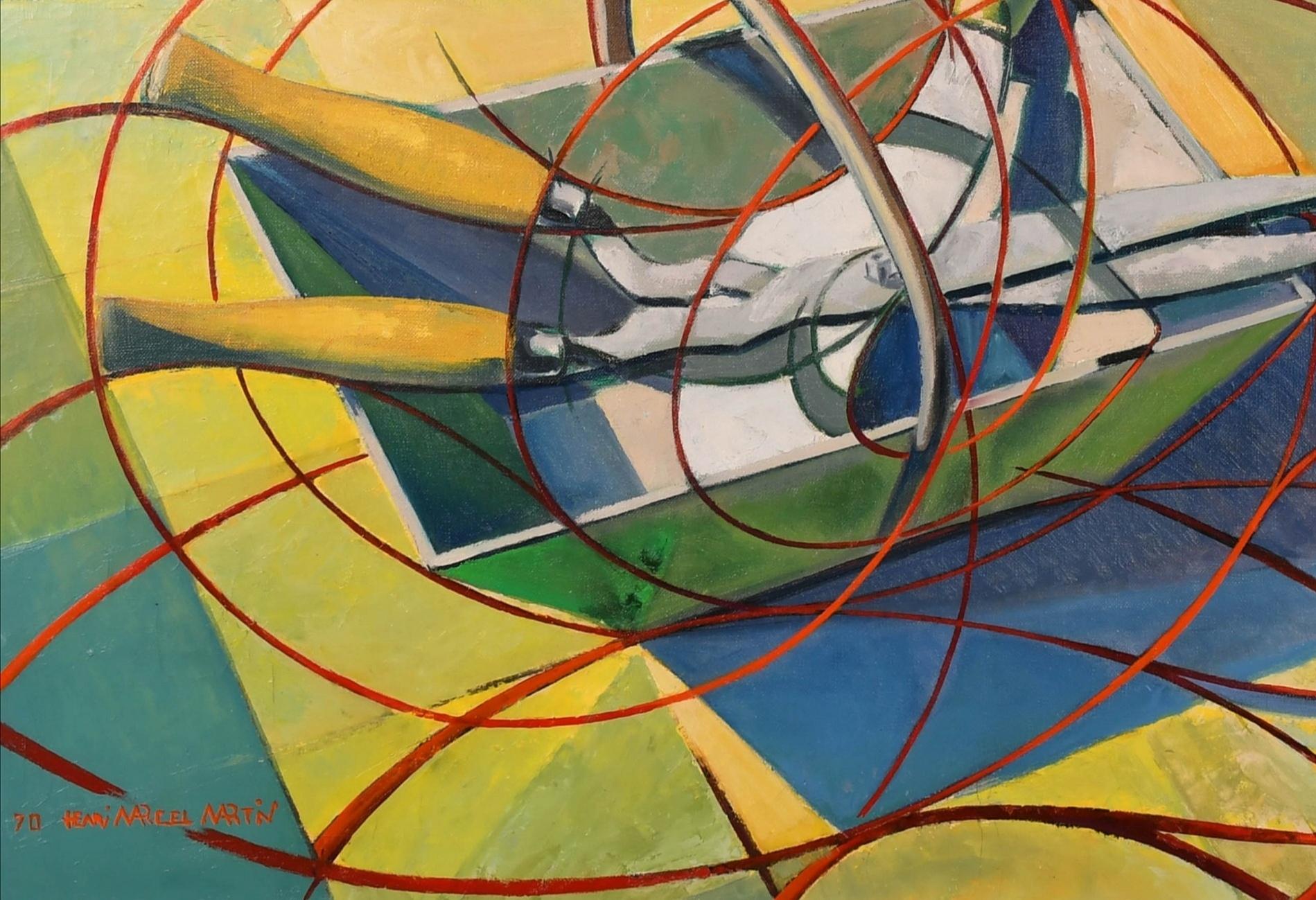 A beautiful huge signed and dated 1970 French oil on canvas depicting a garden trug and shears, by Henri Marcel Martin.

Excellent quality work on an impressive scale which is presented in a painted wood frame. Original gallery label on the reverse.