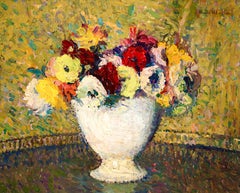 Fleurs - 19th Century Oil, Post Impressionist Still Life Flowers by Henri Martin