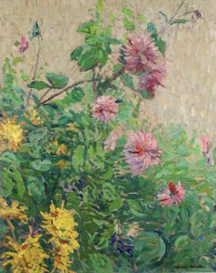 Fleurs dans un jardin - Post Impressionist Landscape Oil by Henri Martin