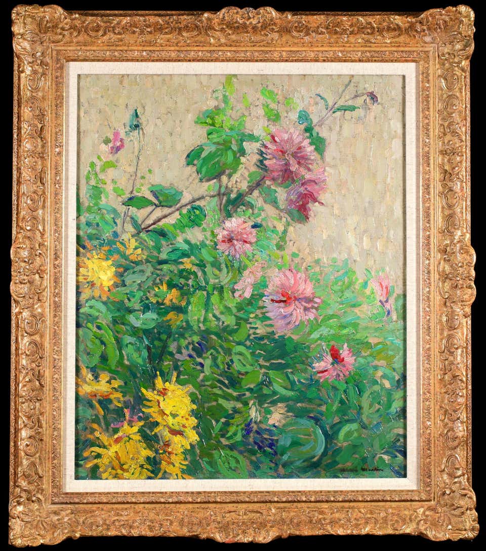 Fleurs dans un jardin - Post Impressionist Landscape Oil by Henri Martin