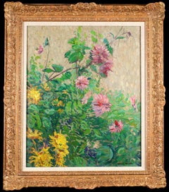 Fleurs dans un jardin - Post Impressionist Landscape Oil by Henri Martin